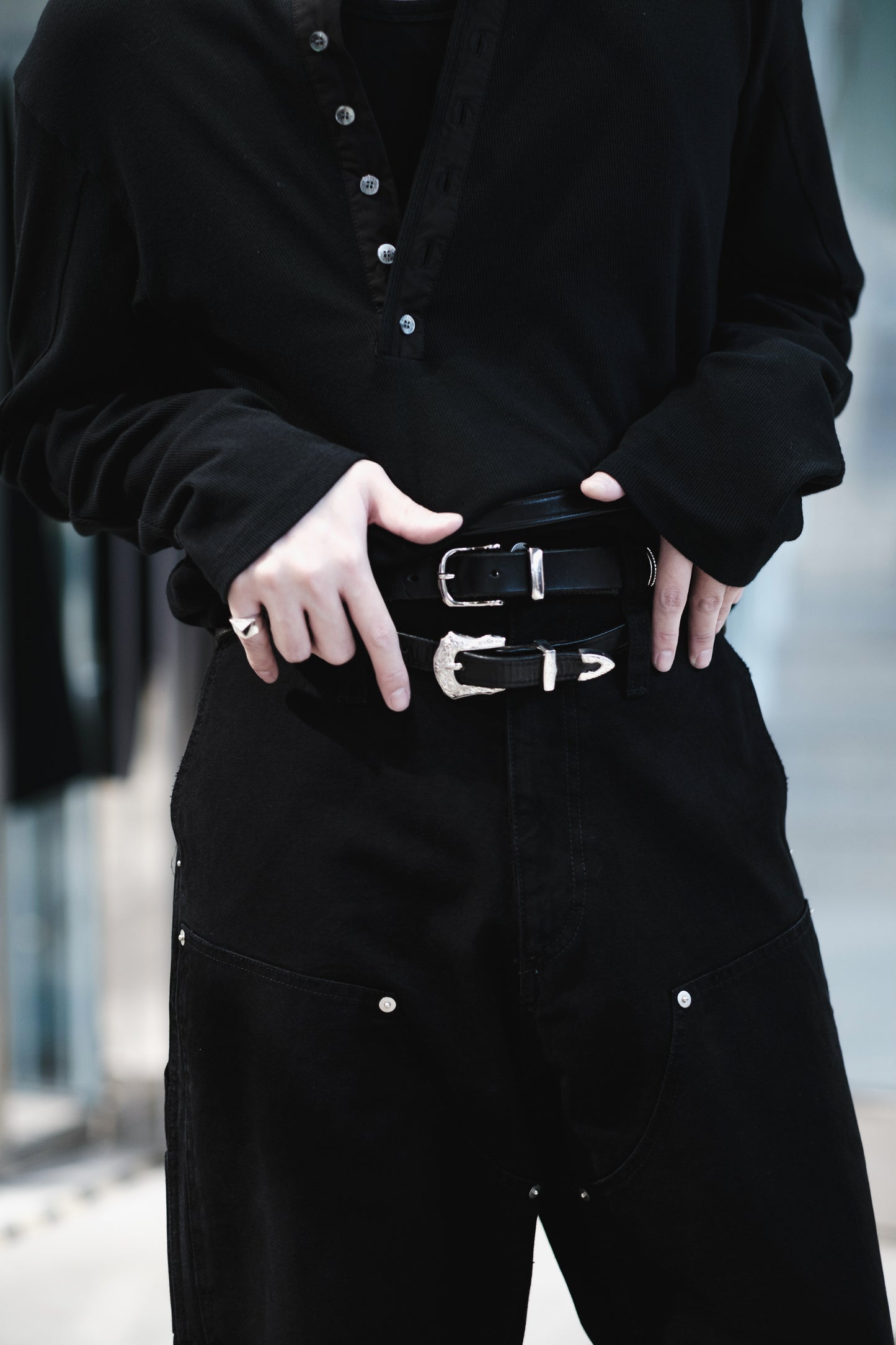 double knee motion pleat canvas pants