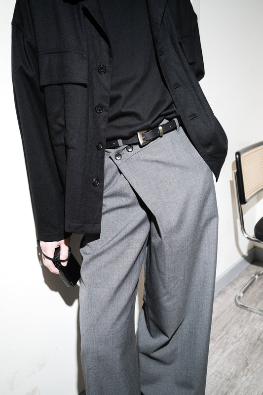 overlap front wool slacks