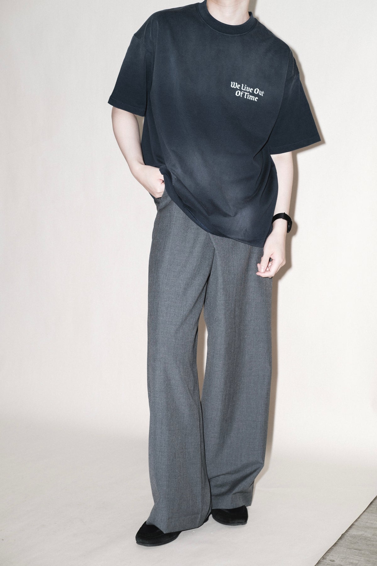overlap front wool slacks