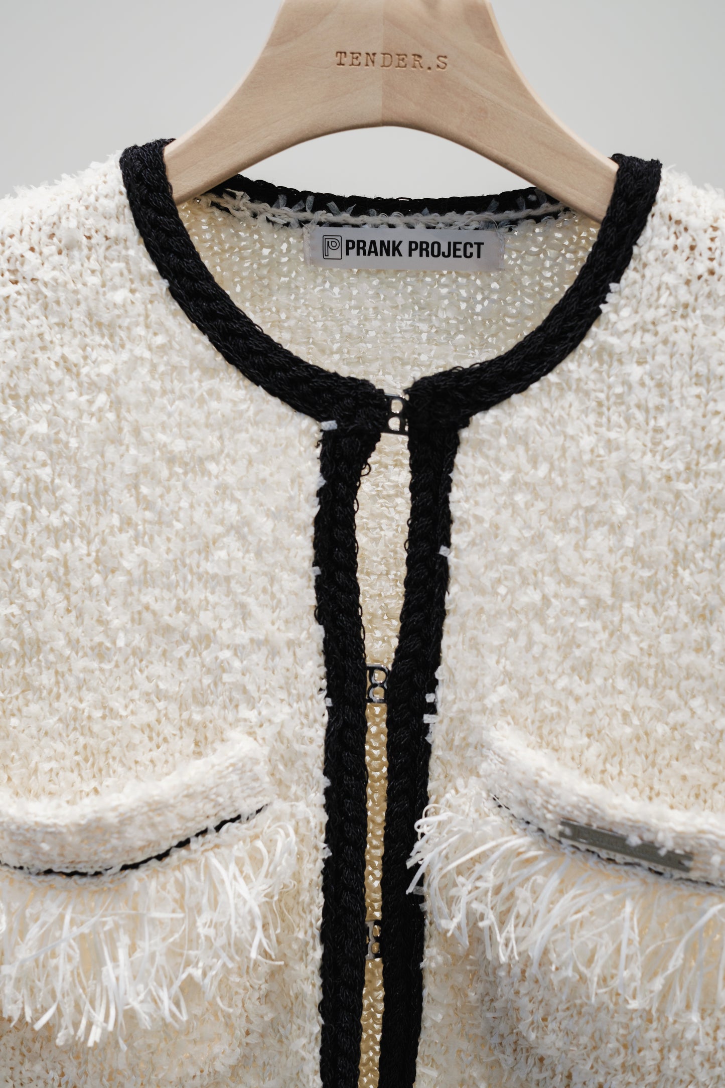 front charm knit jacket