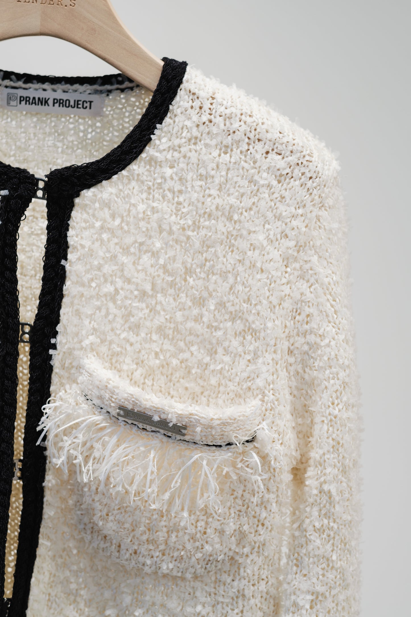 front charm knit jacket