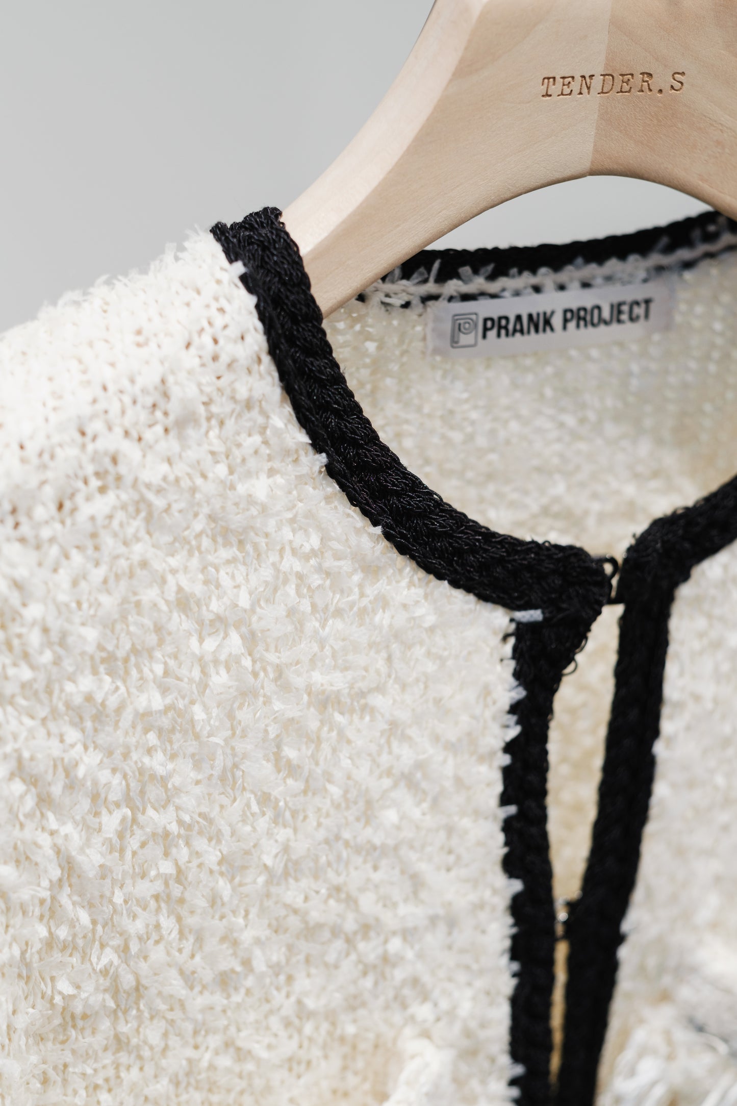 front charm knit jacket