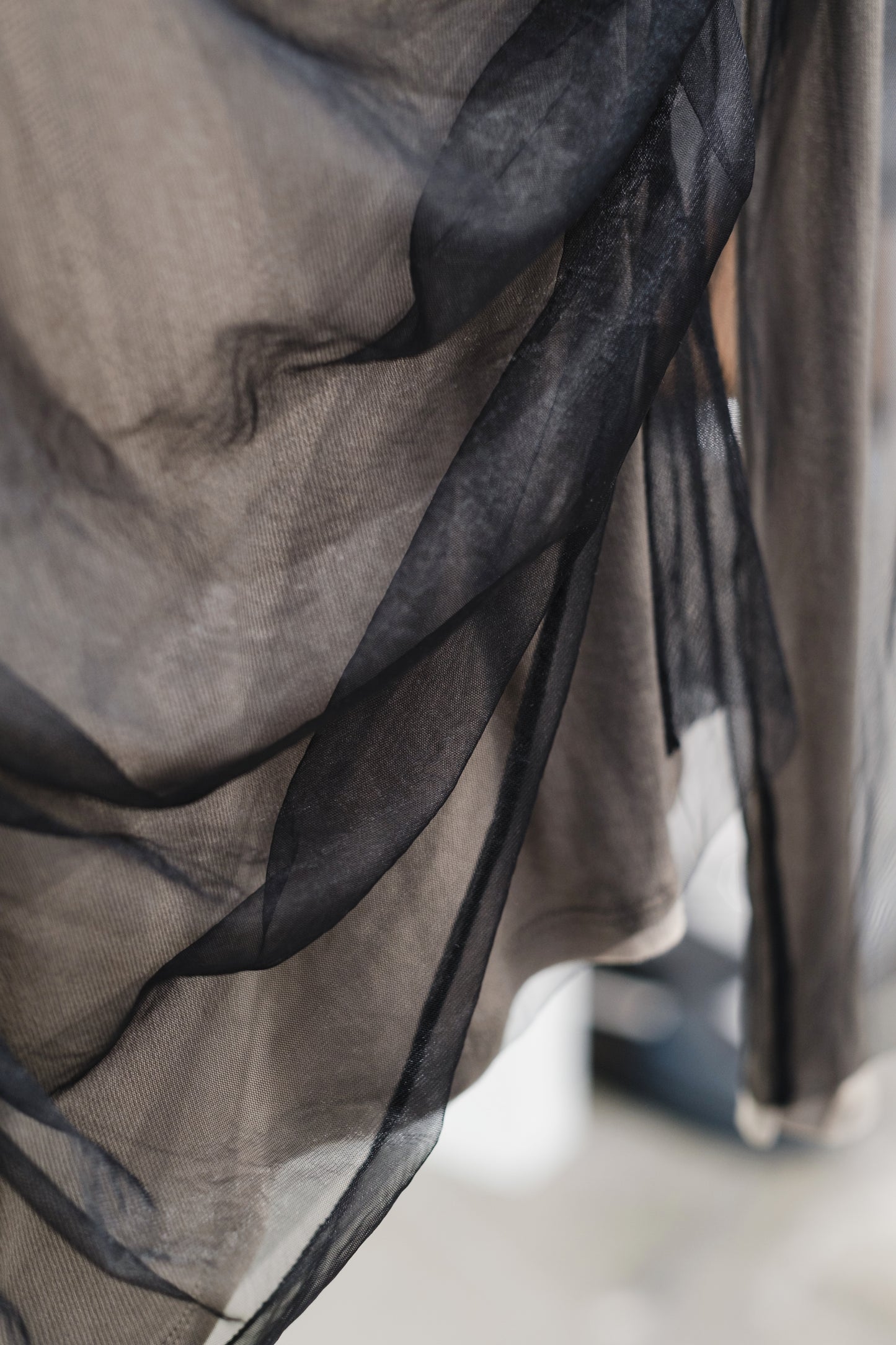 tulle layered drape top