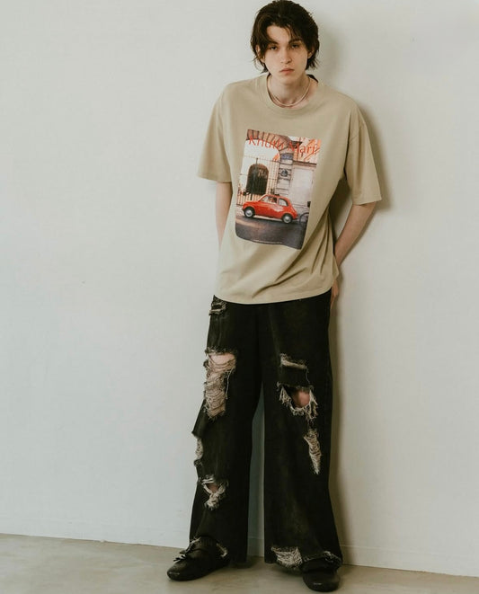 vintage print T shirt(unisex)