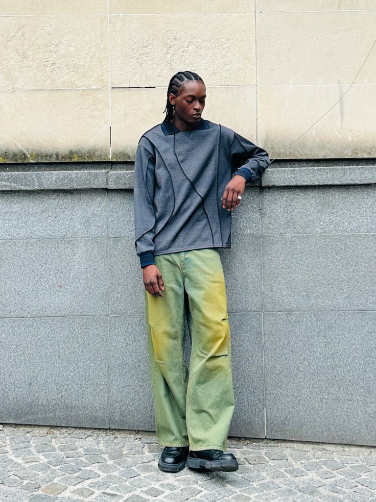 drape over shaped denim pants