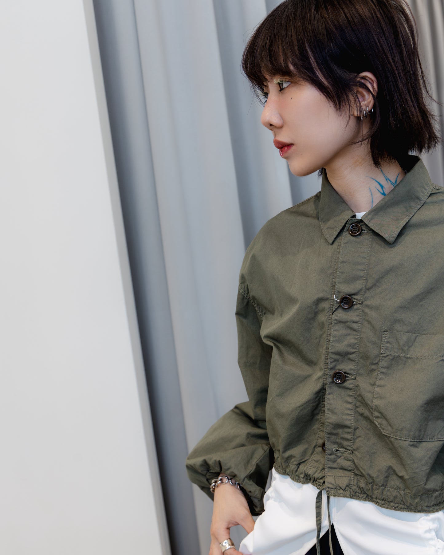 cotton linen cropped shirt