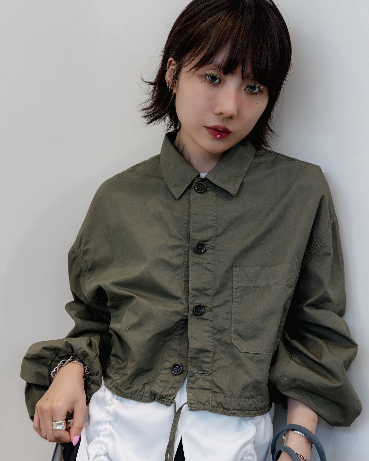 cotton linen cropped shirt