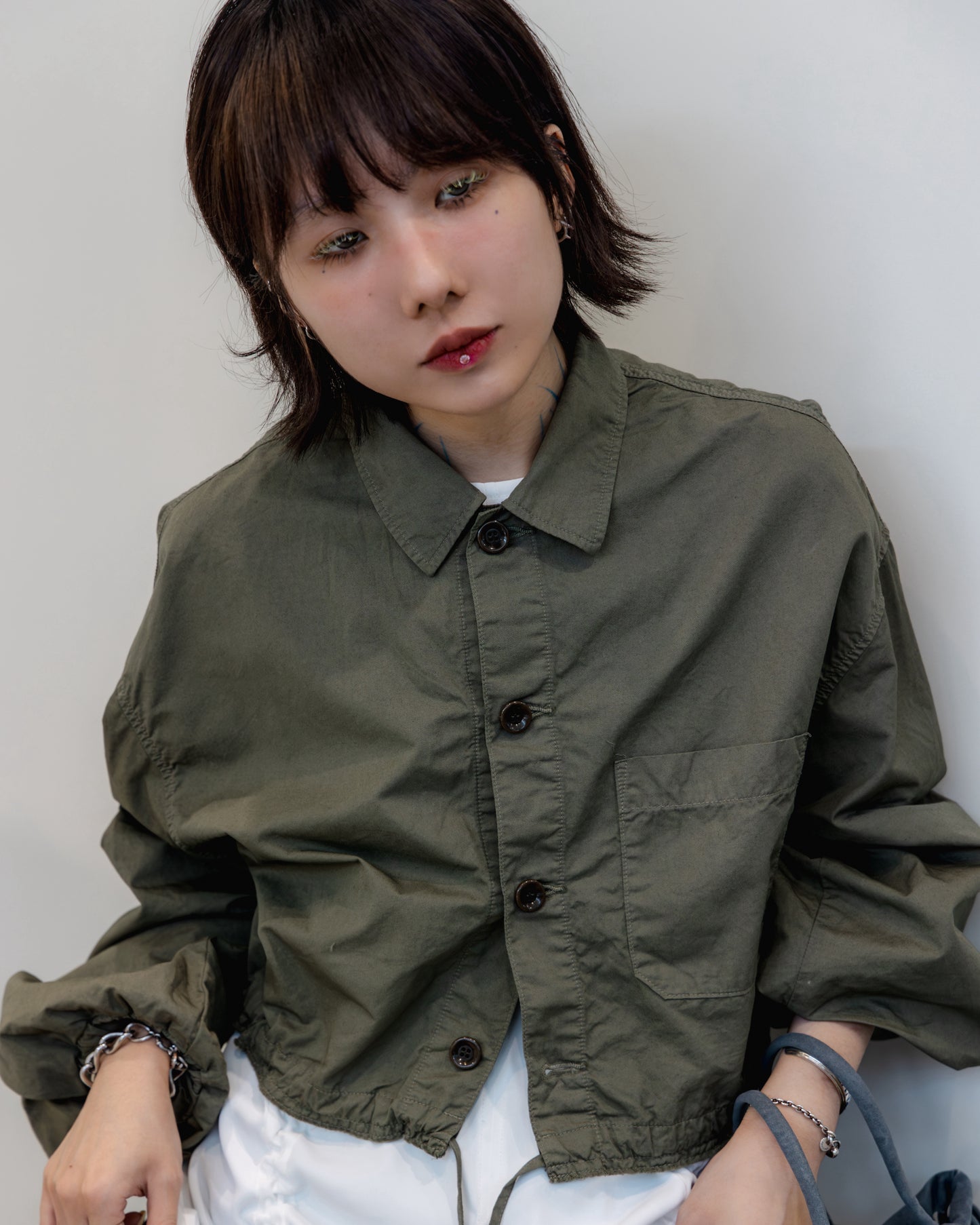 cotton linen cropped shirt