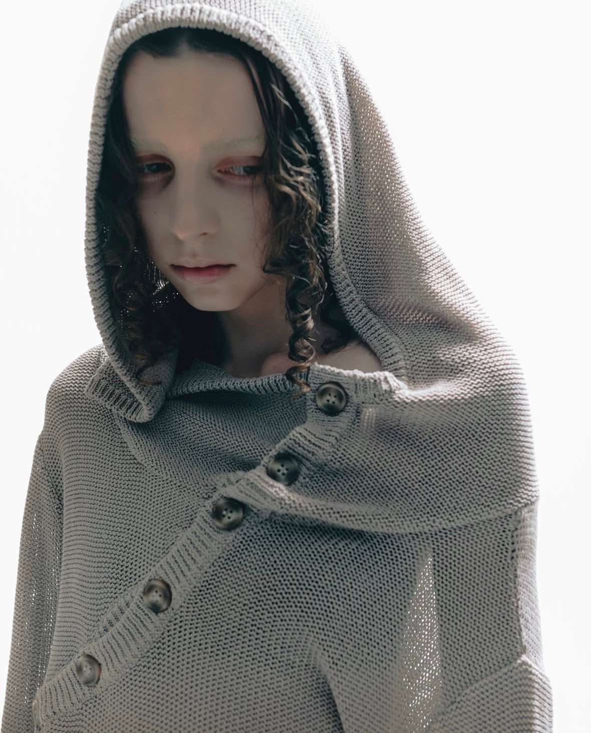 open knit hooded top