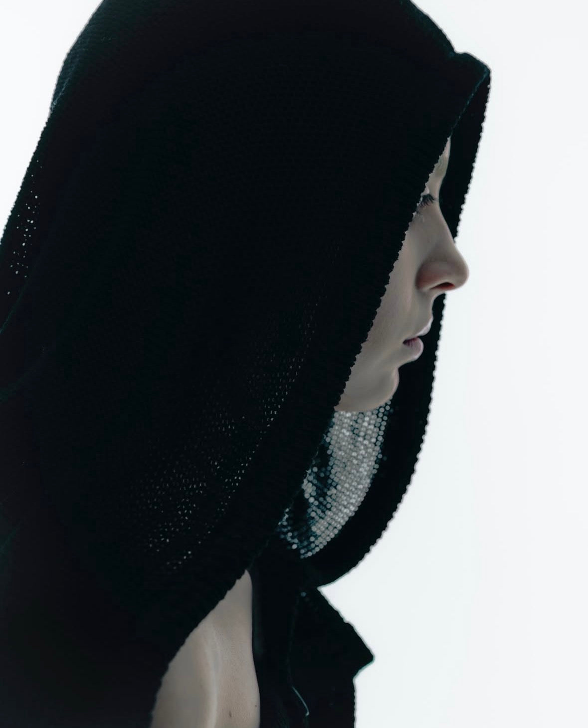 open knit hooded top