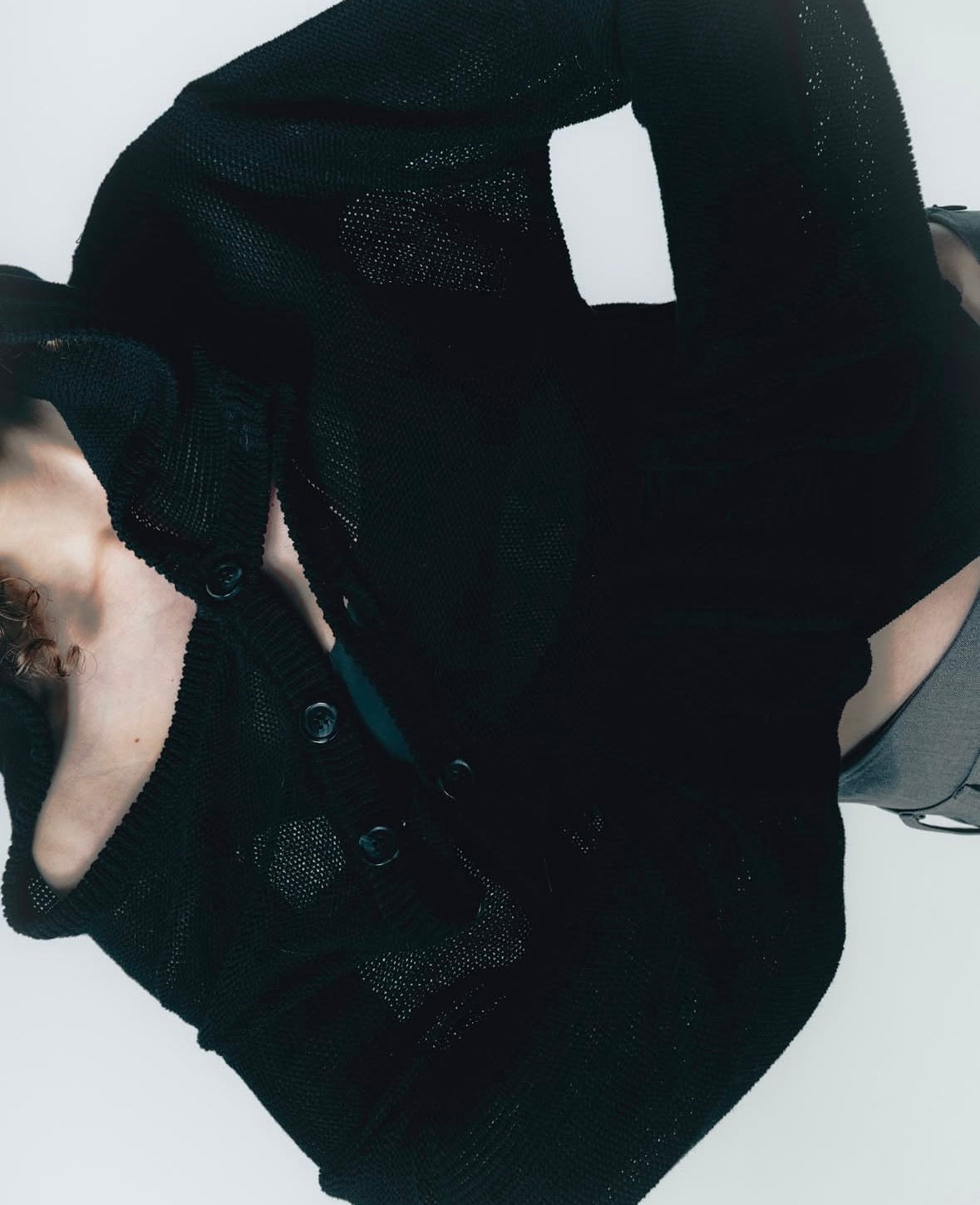 open knit hooded top