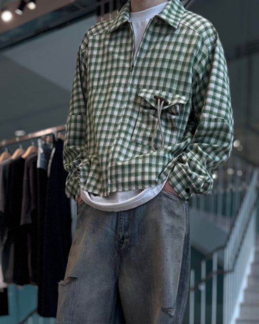 toggle button zipup shirt