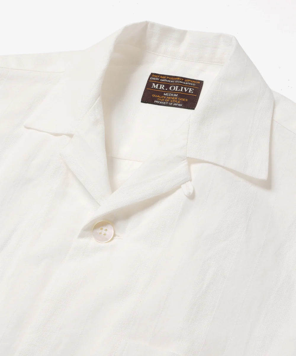 c/l panama stripes / short/s open collar shirt