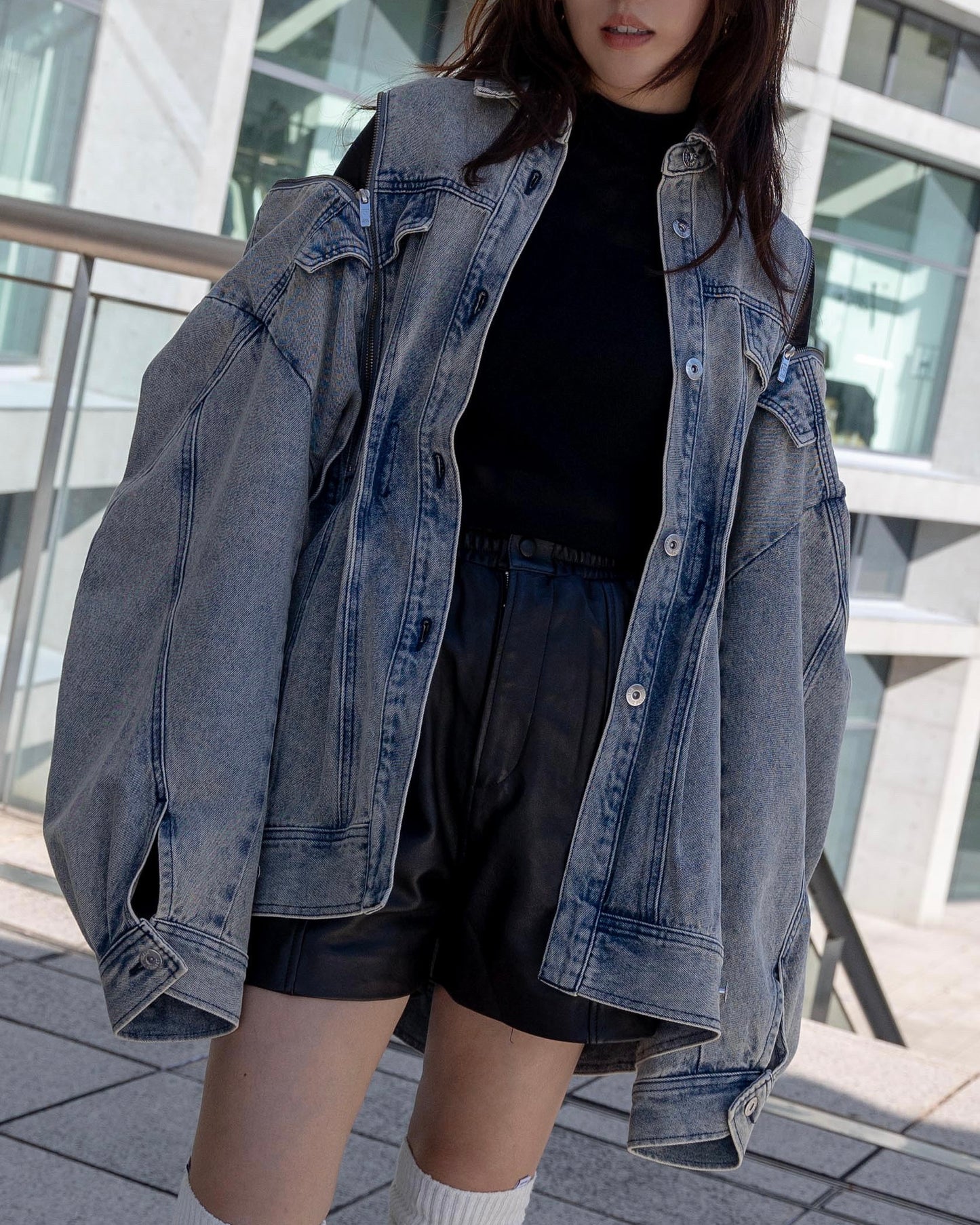 zip denim shirt blouson