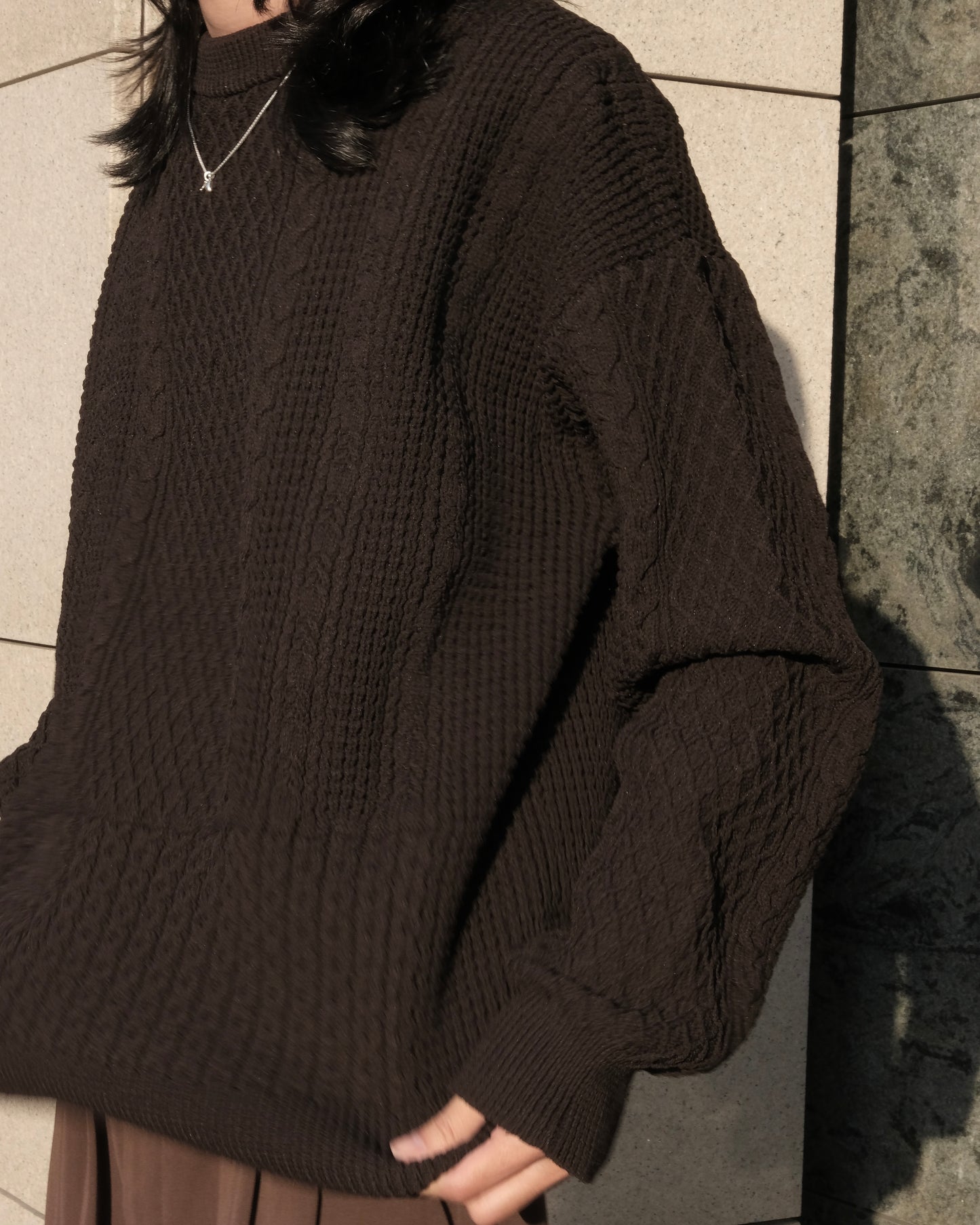 cable knit crewneck knitted shirt