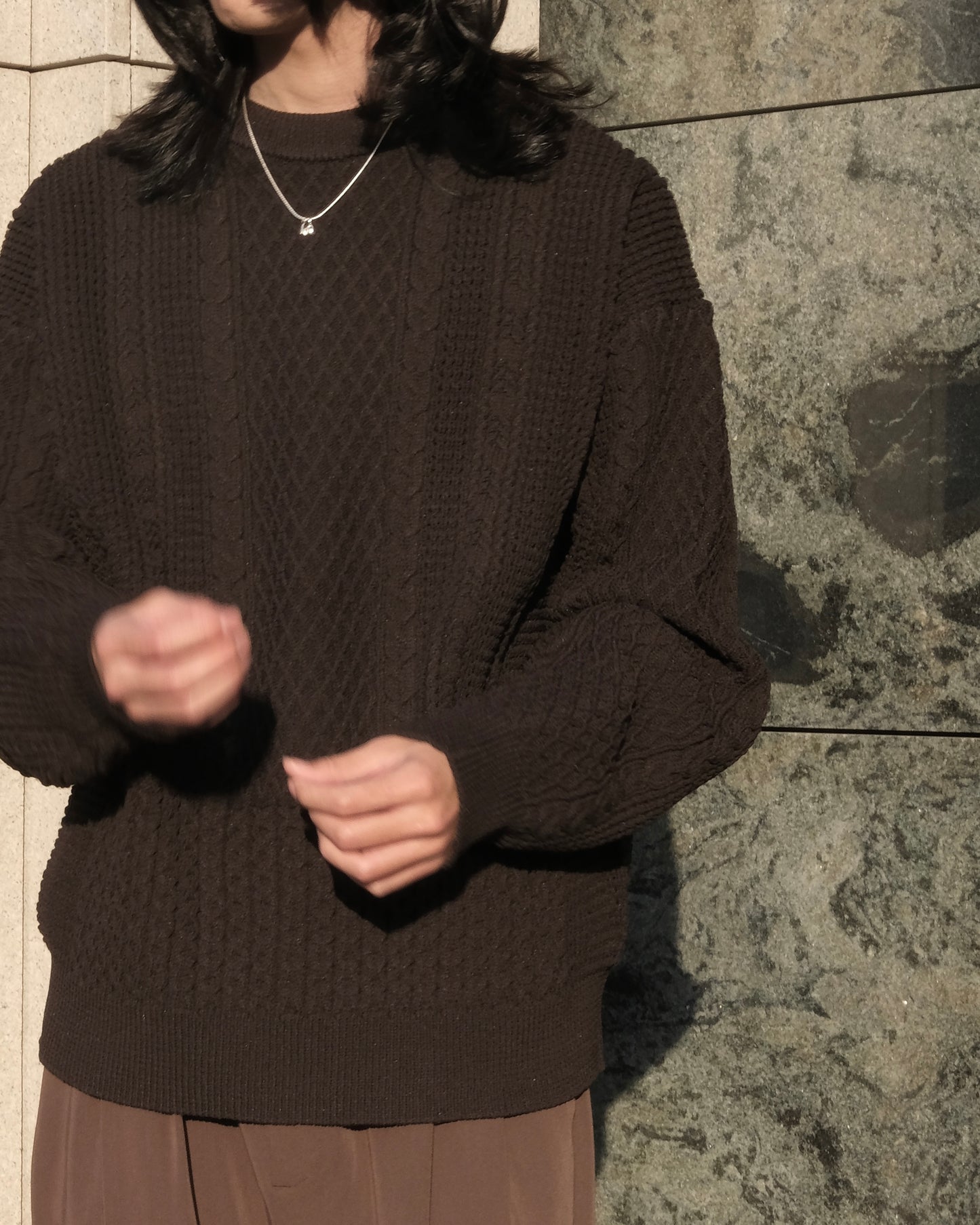 cable knit crewneck knitted shirt