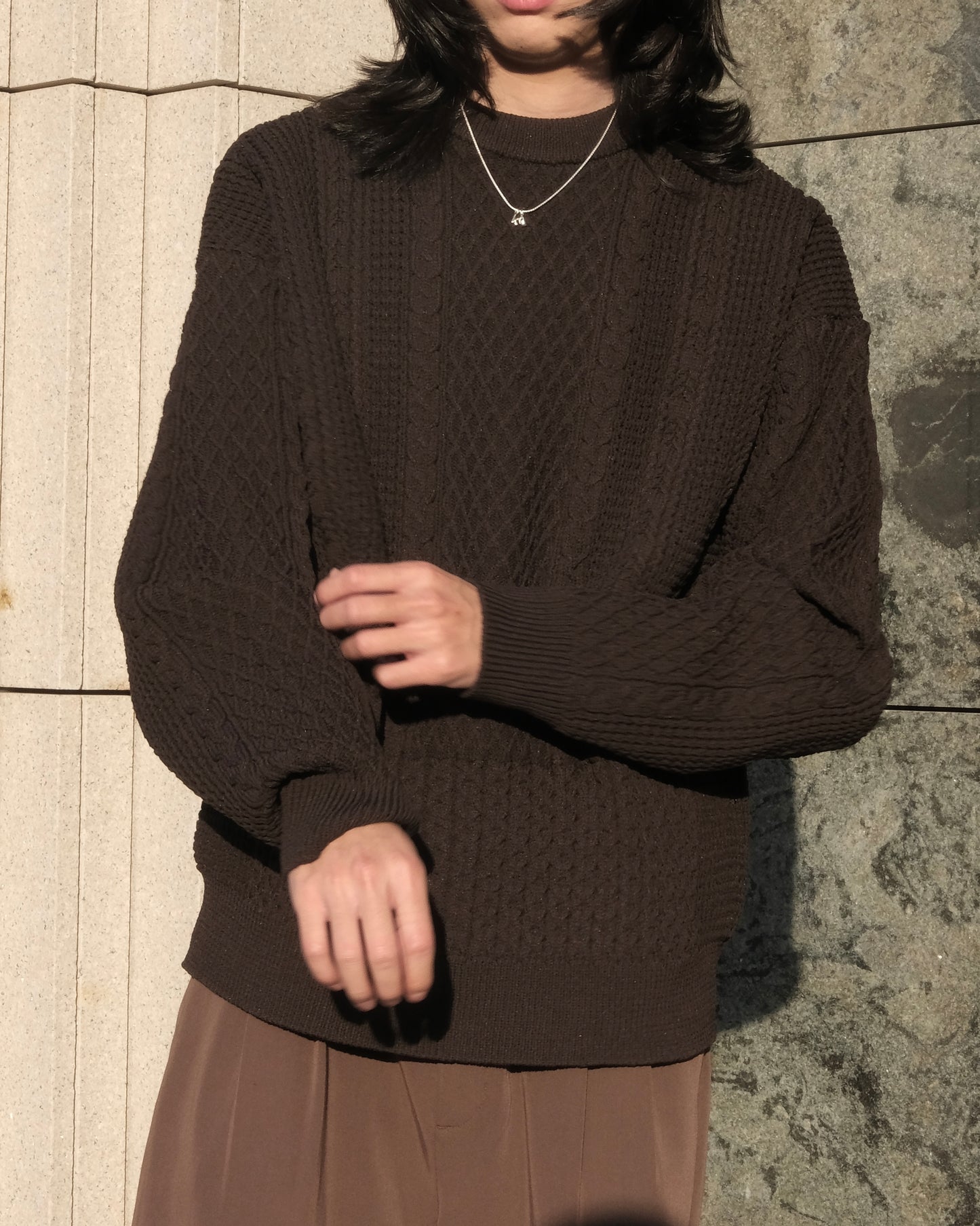 cable knit crewneck knitted shirt