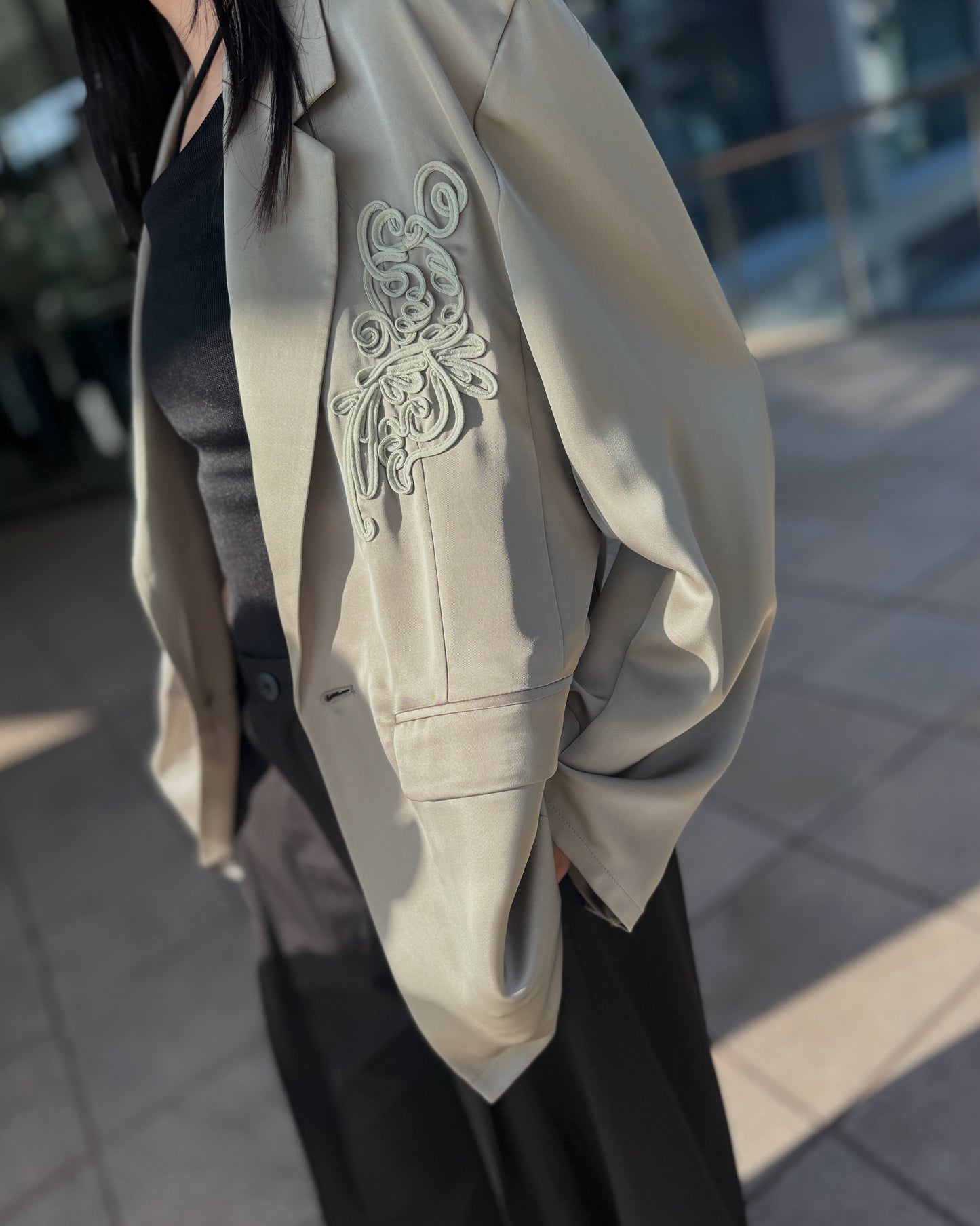 embroidered satin jacket