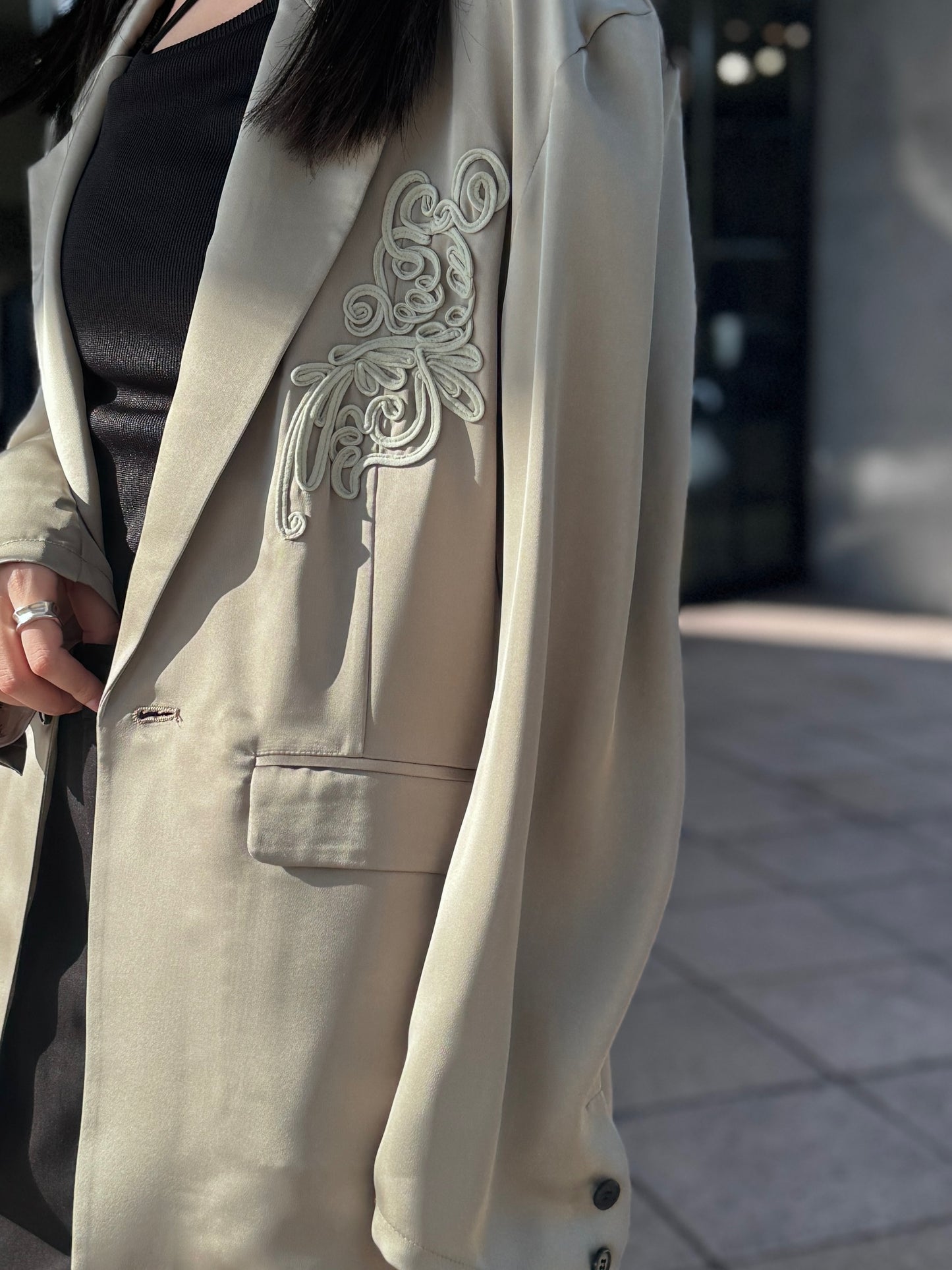 embroidered satin jacket