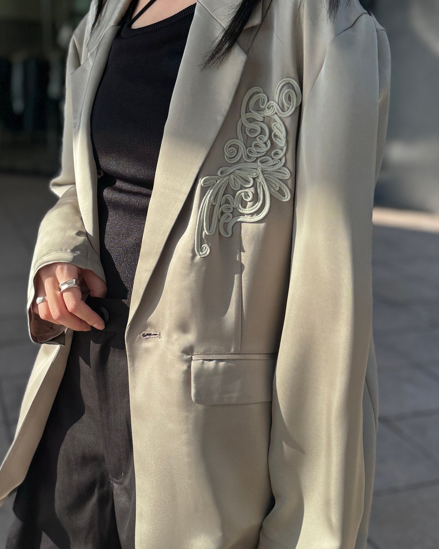 embroidered satin jacket