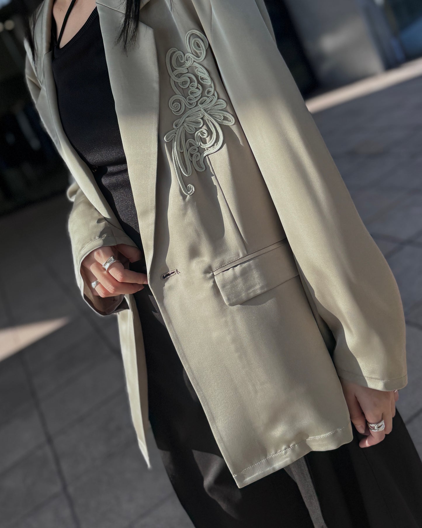embroidered satin jacket