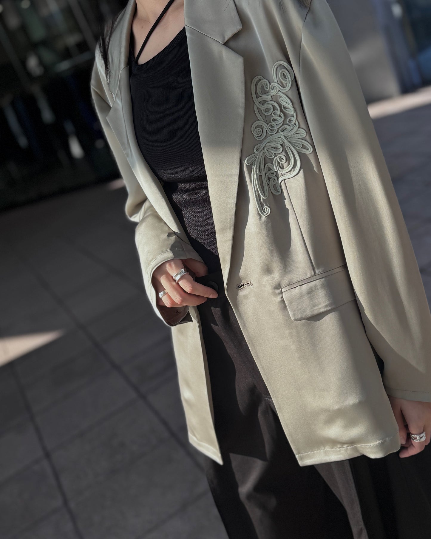 embroidered satin jacket