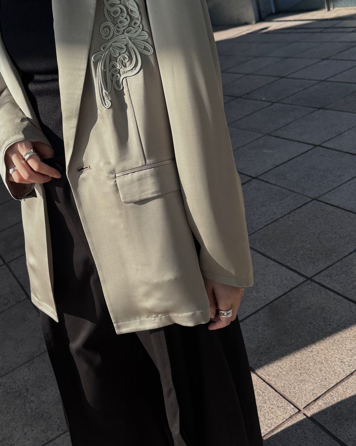 embroidered satin jacket