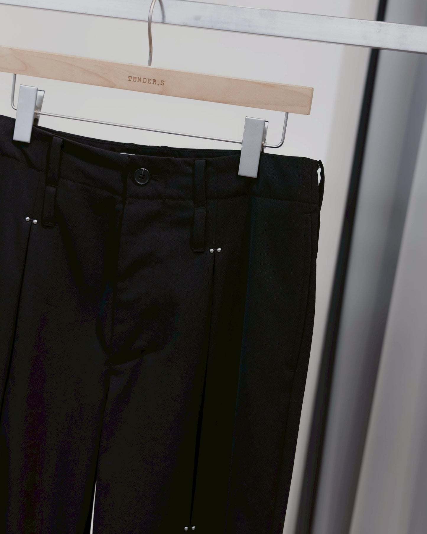 studded motion pleat gab trousers