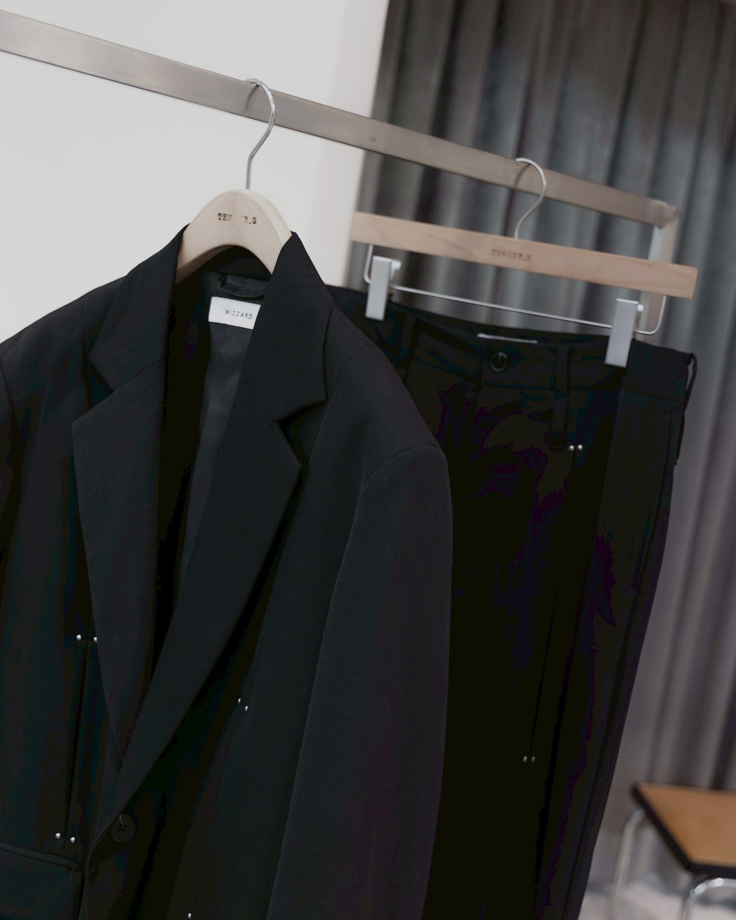 studded motion pleat gab trousers