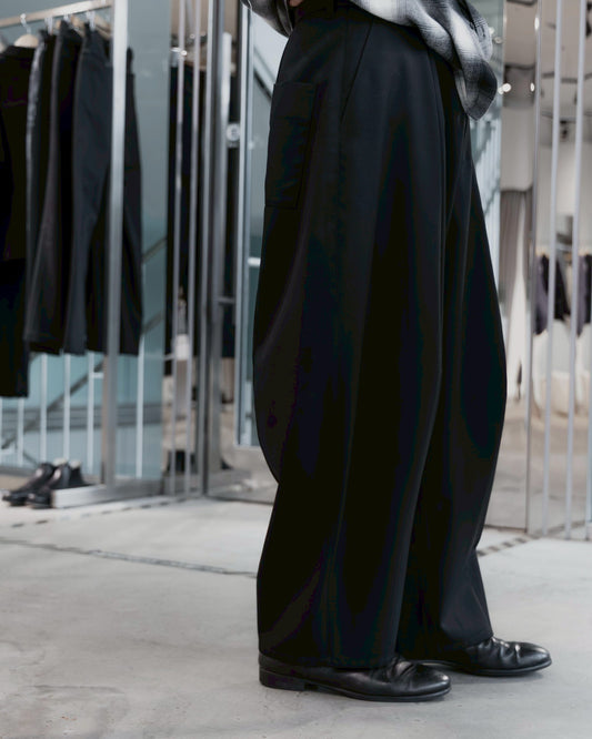 wool wide barrel pants