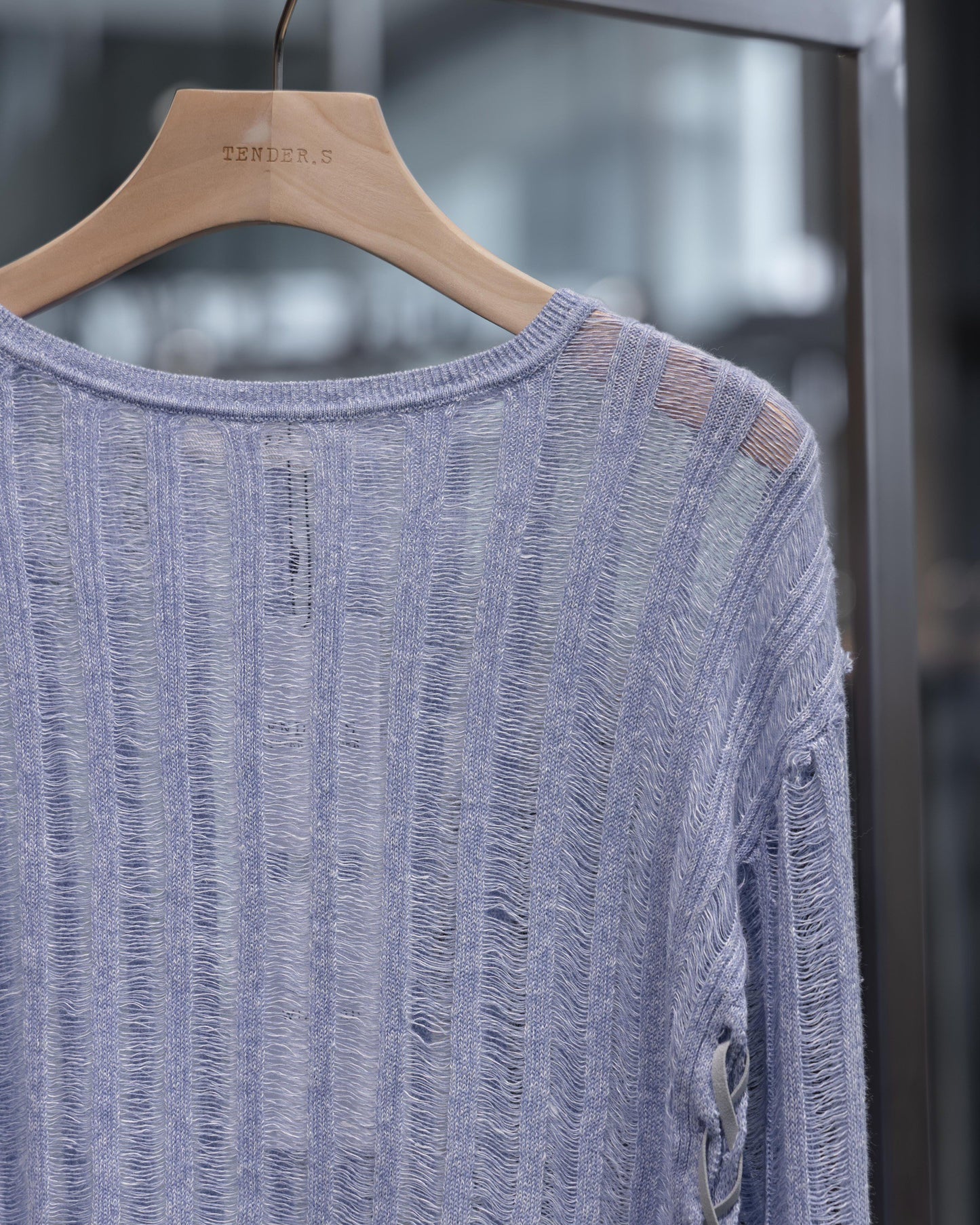 sheer rib crewneck knit