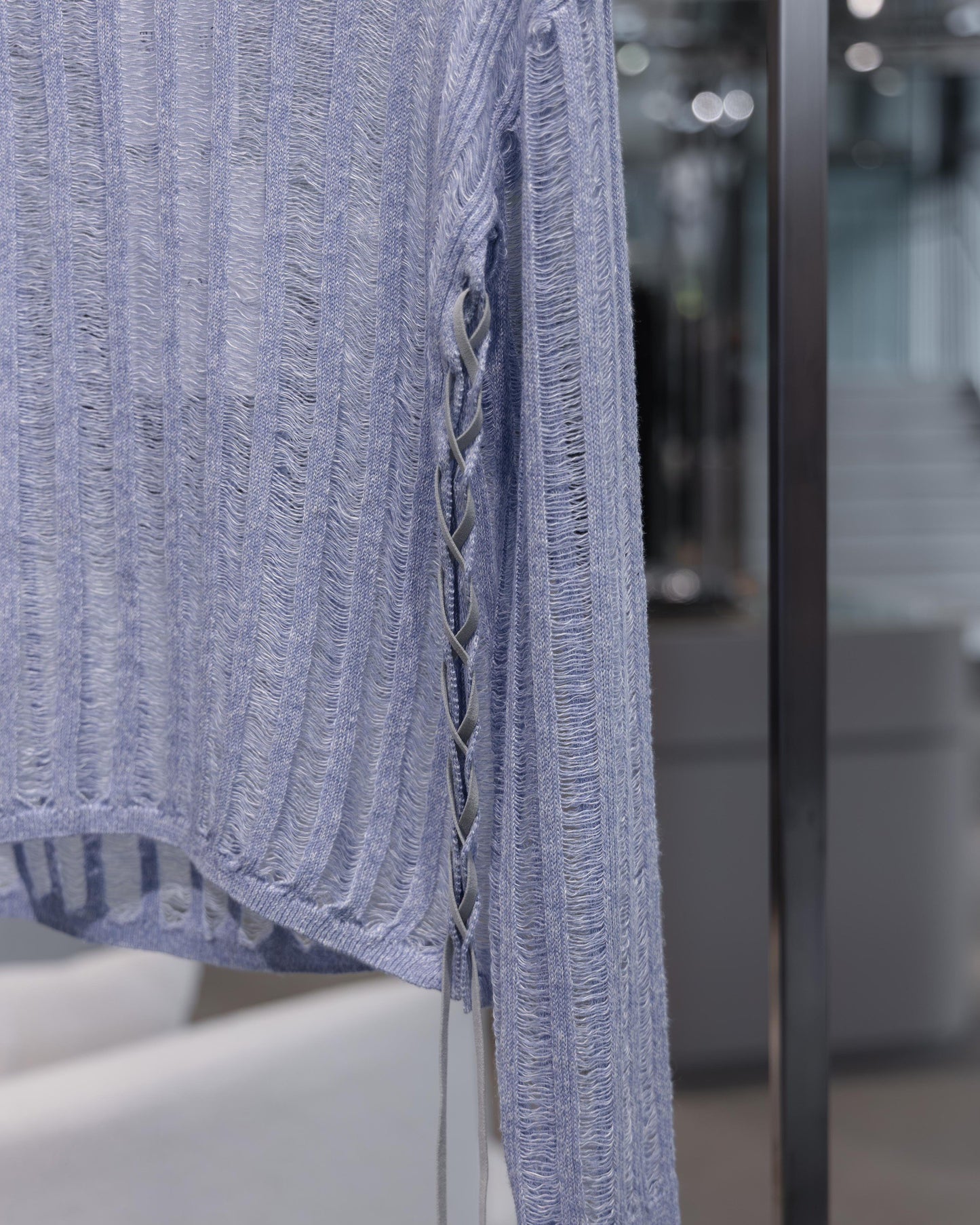 sheer rib crewneck knit