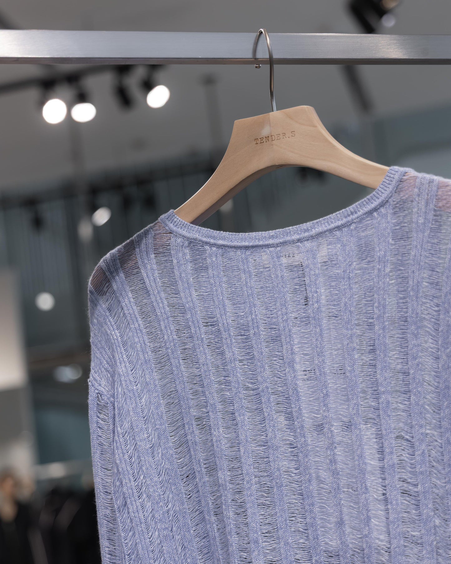 sheer rib crewneck knit