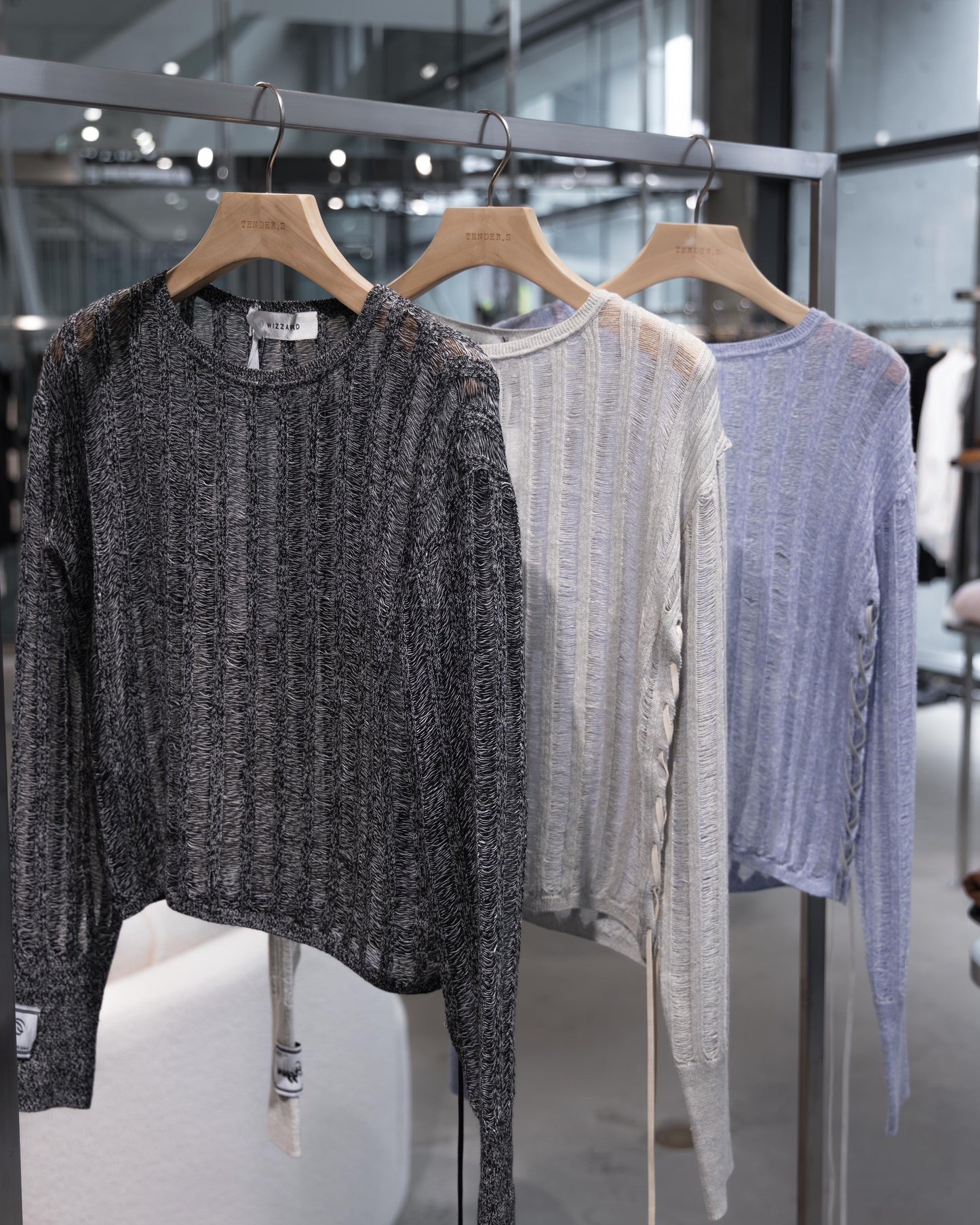 sheer rib crewneck knit