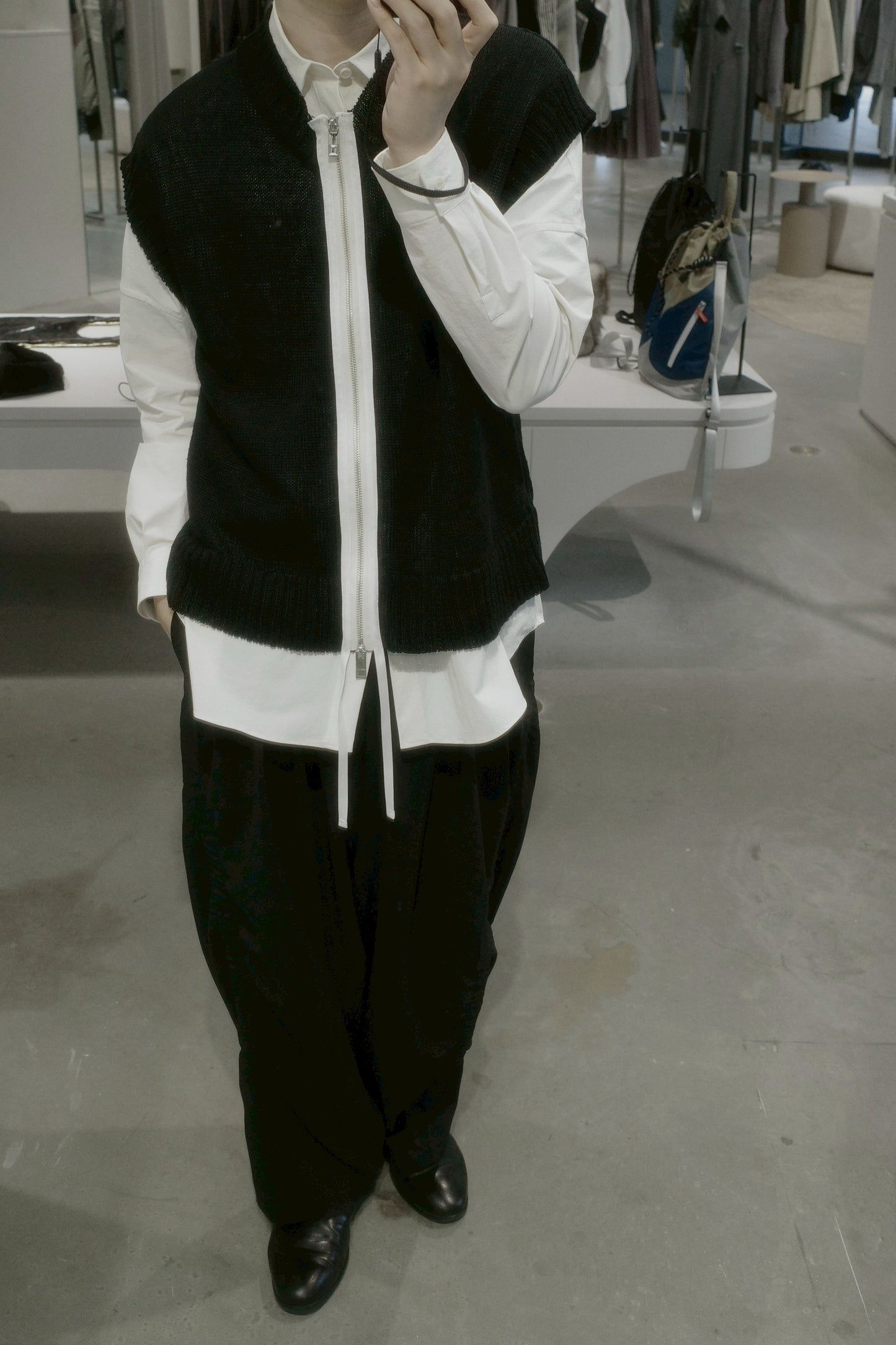 knit zip up vest