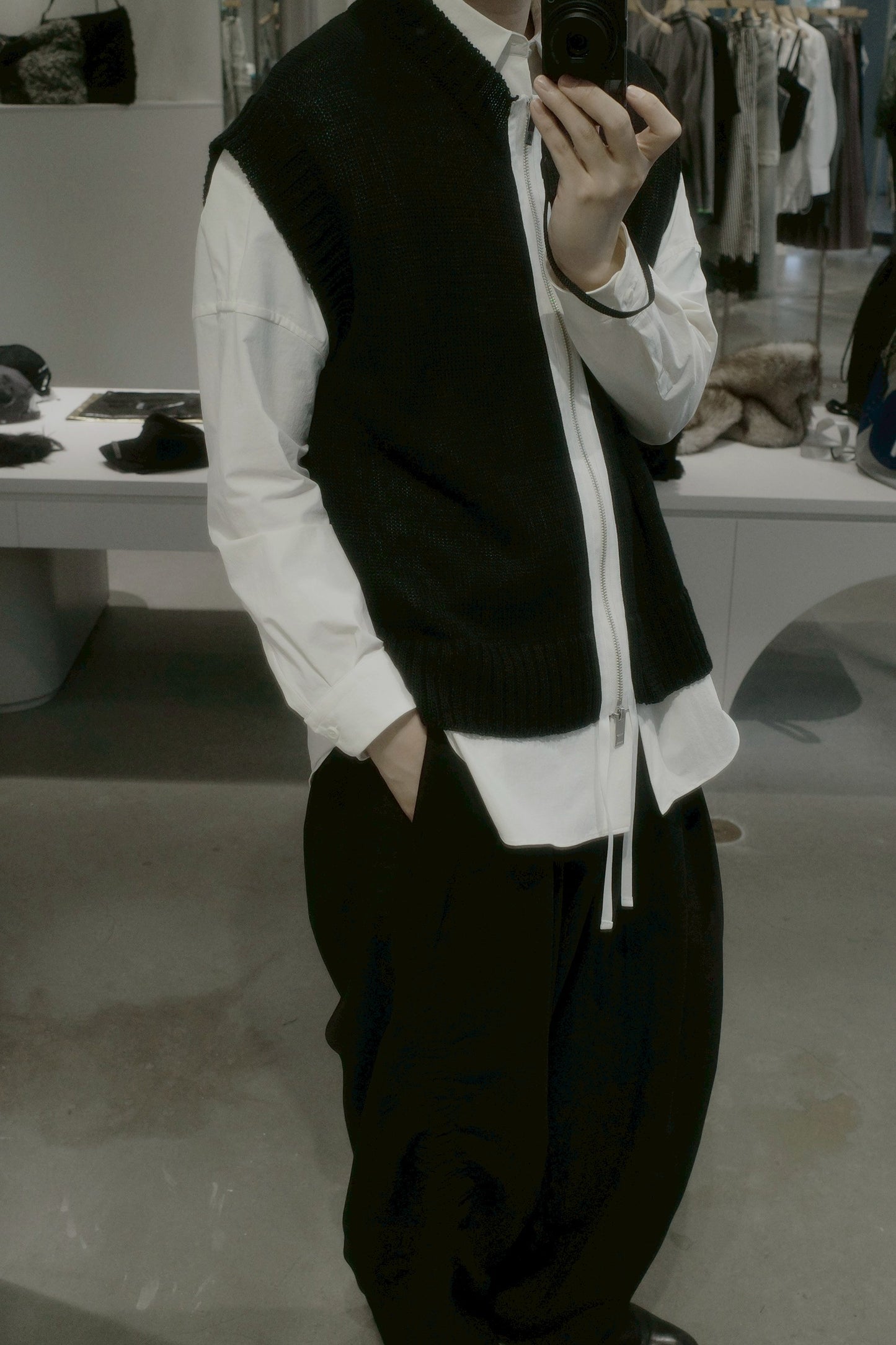 knit zip up vest