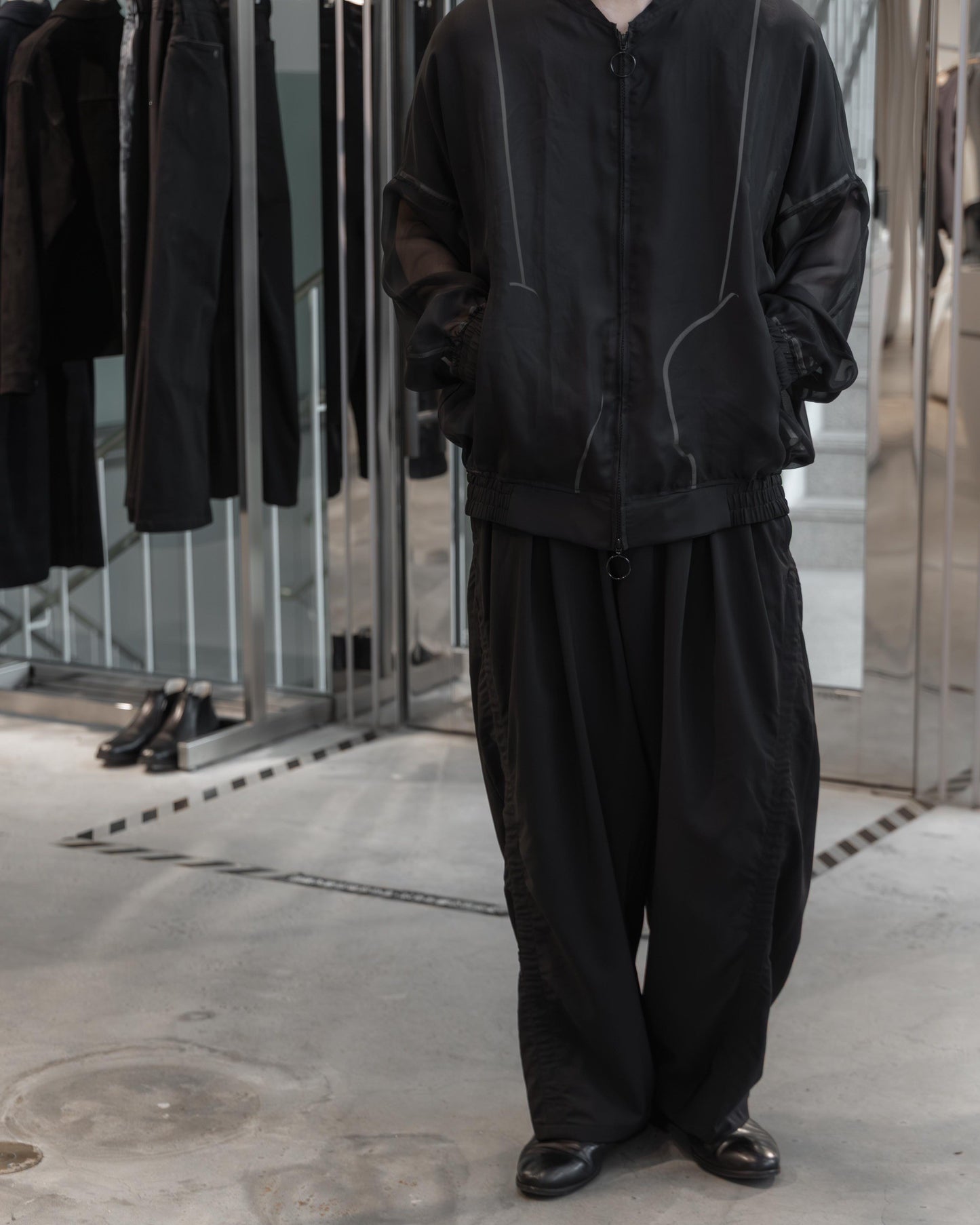 sheer balloon blouson