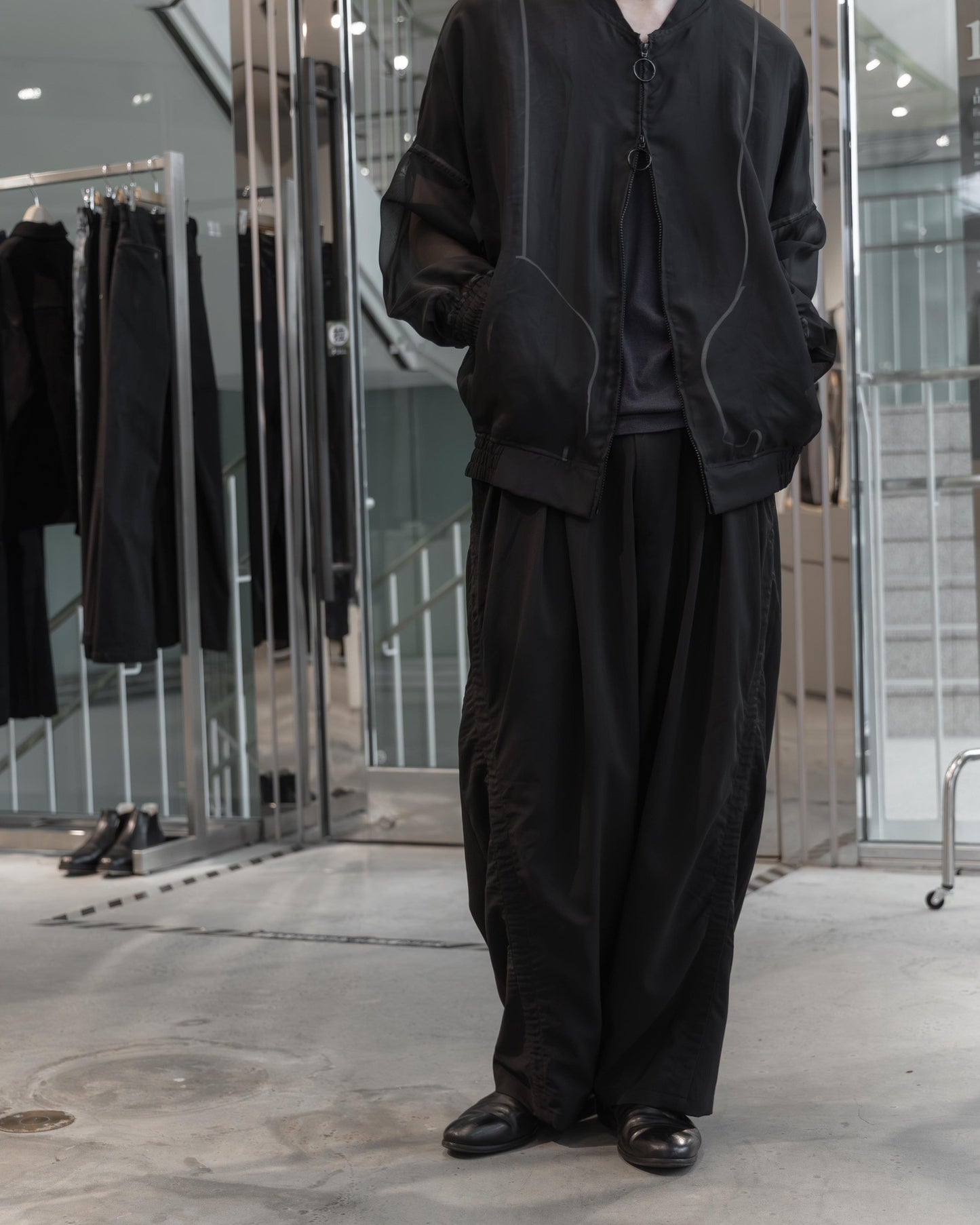 sheer balloon blouson