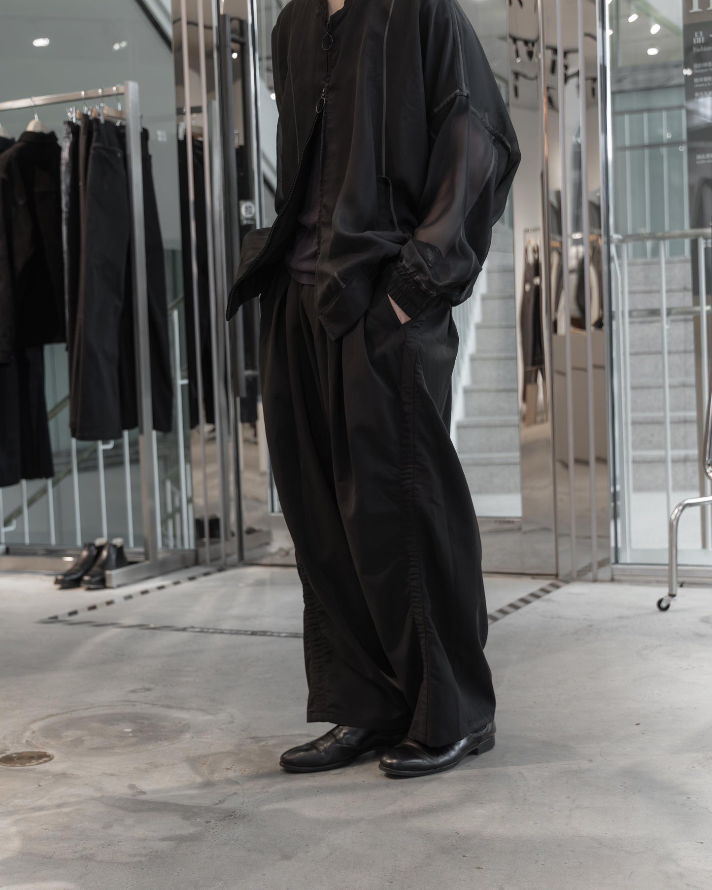 sheer balloon blouson