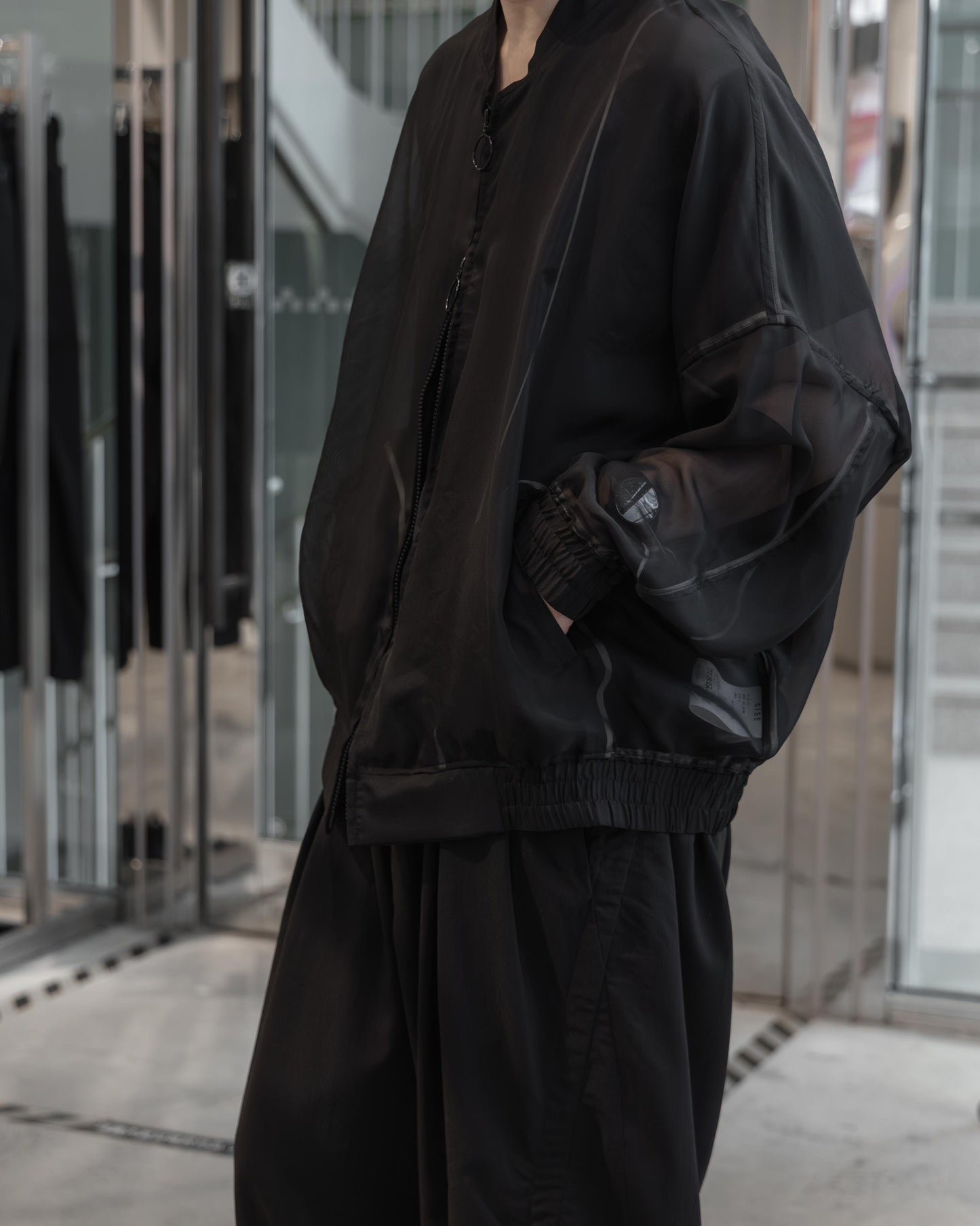 sheer balloon blouson