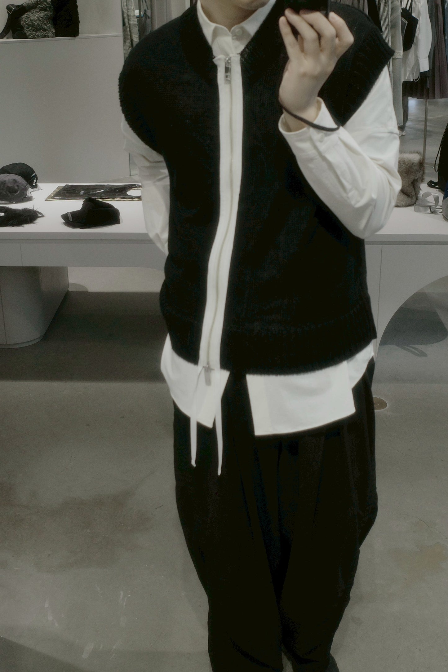 knit zip up vest