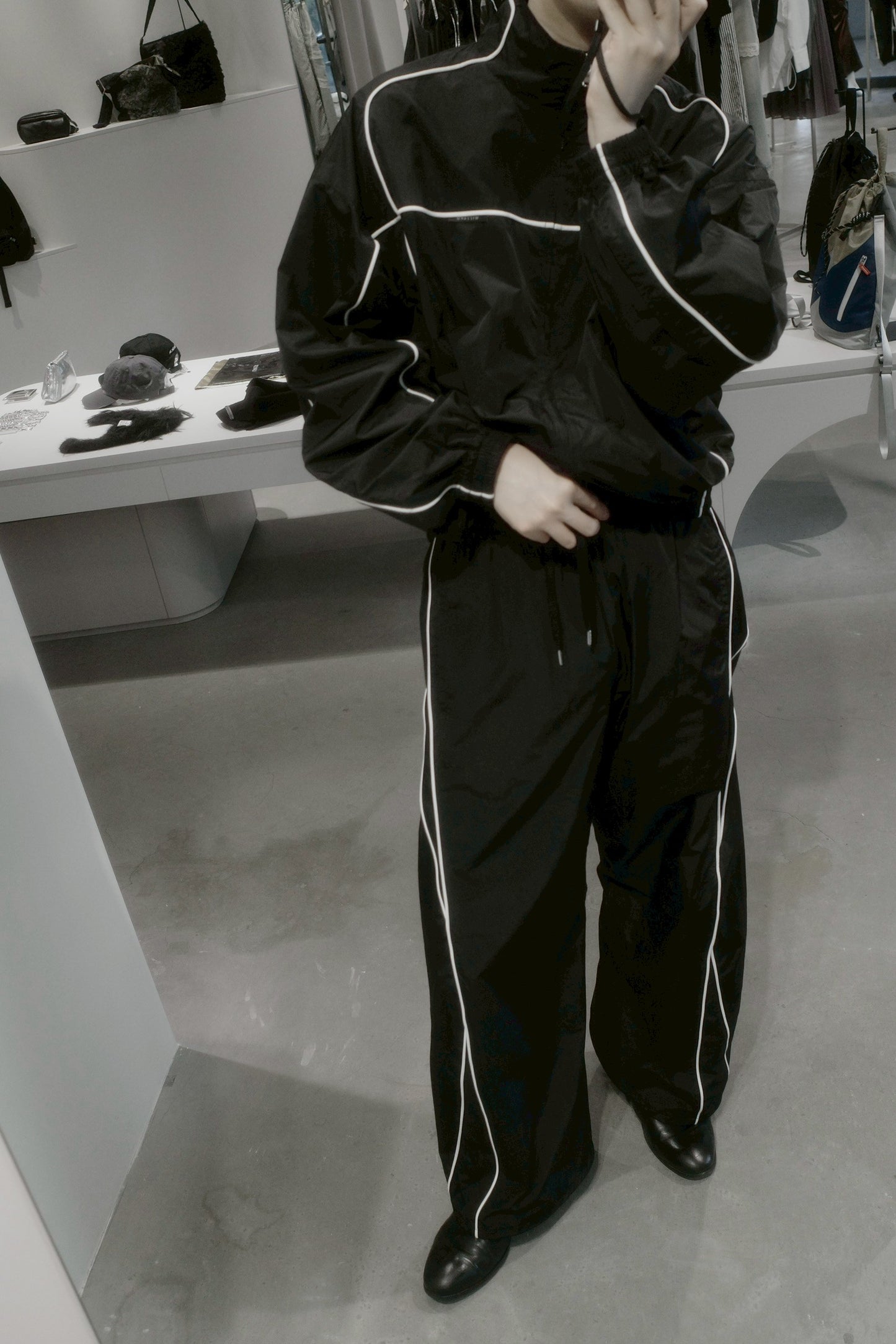 motion pleat ripstop track jacket