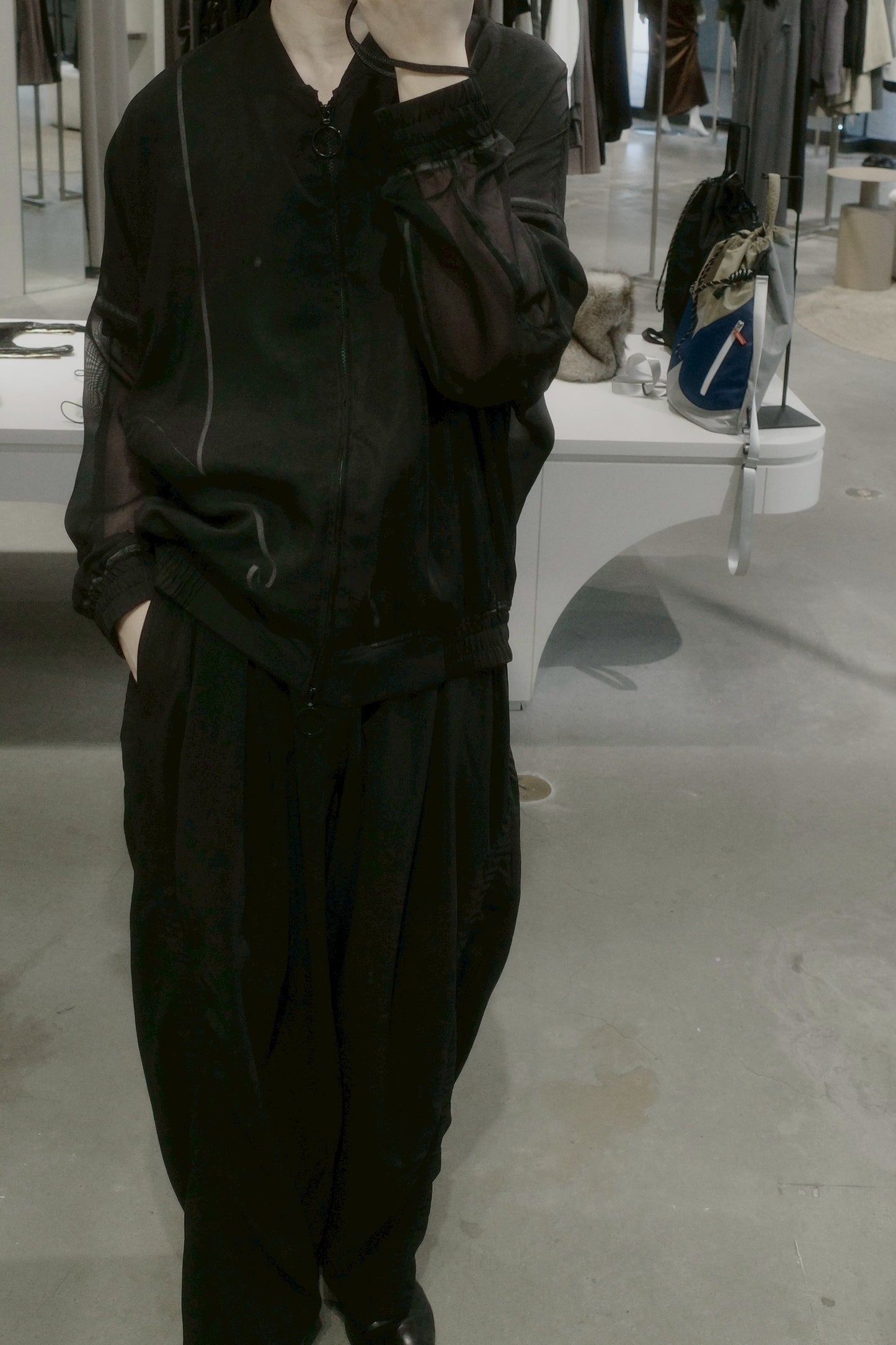 sheer balloon blouson