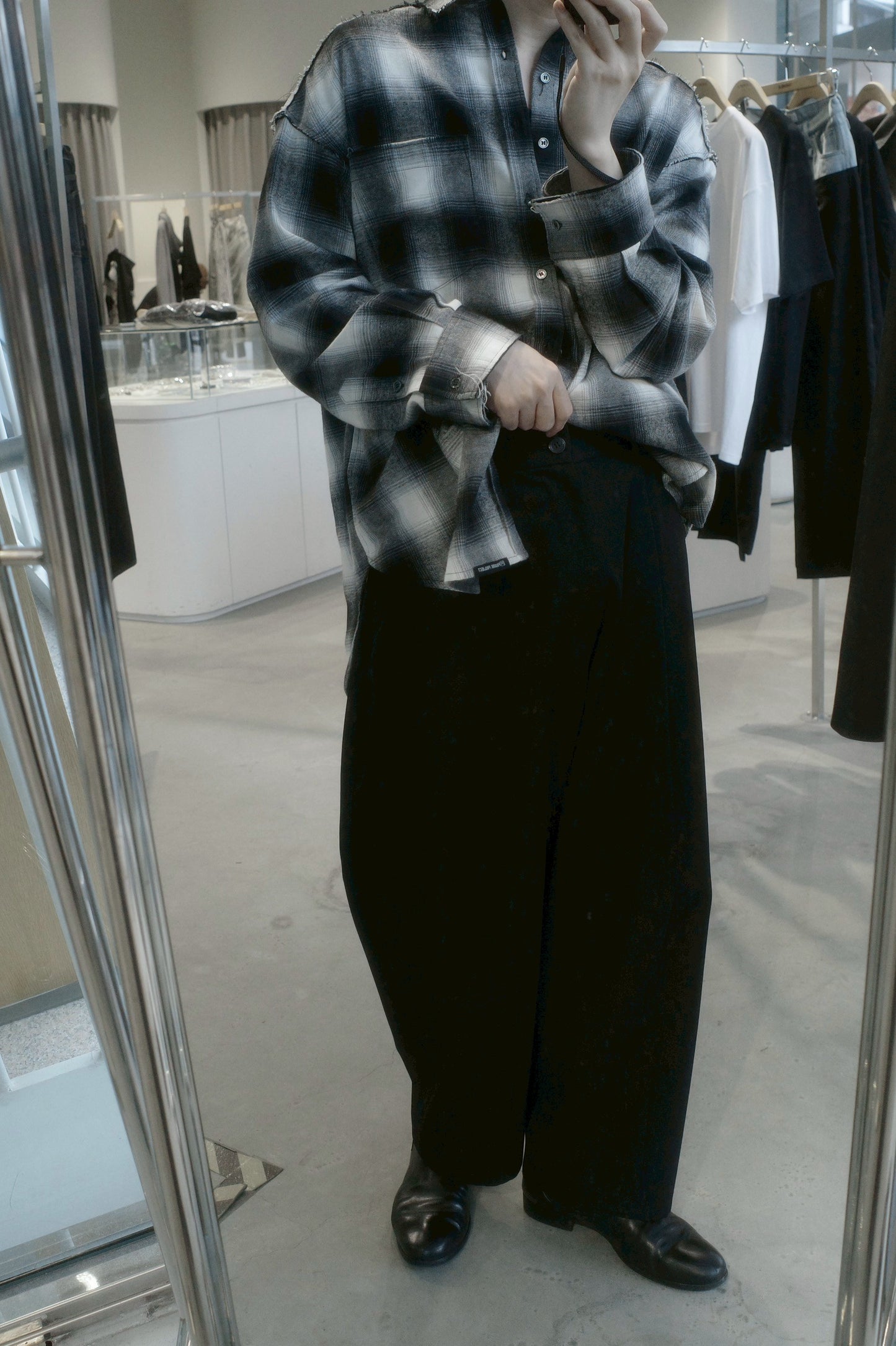 wool wide barrel pants