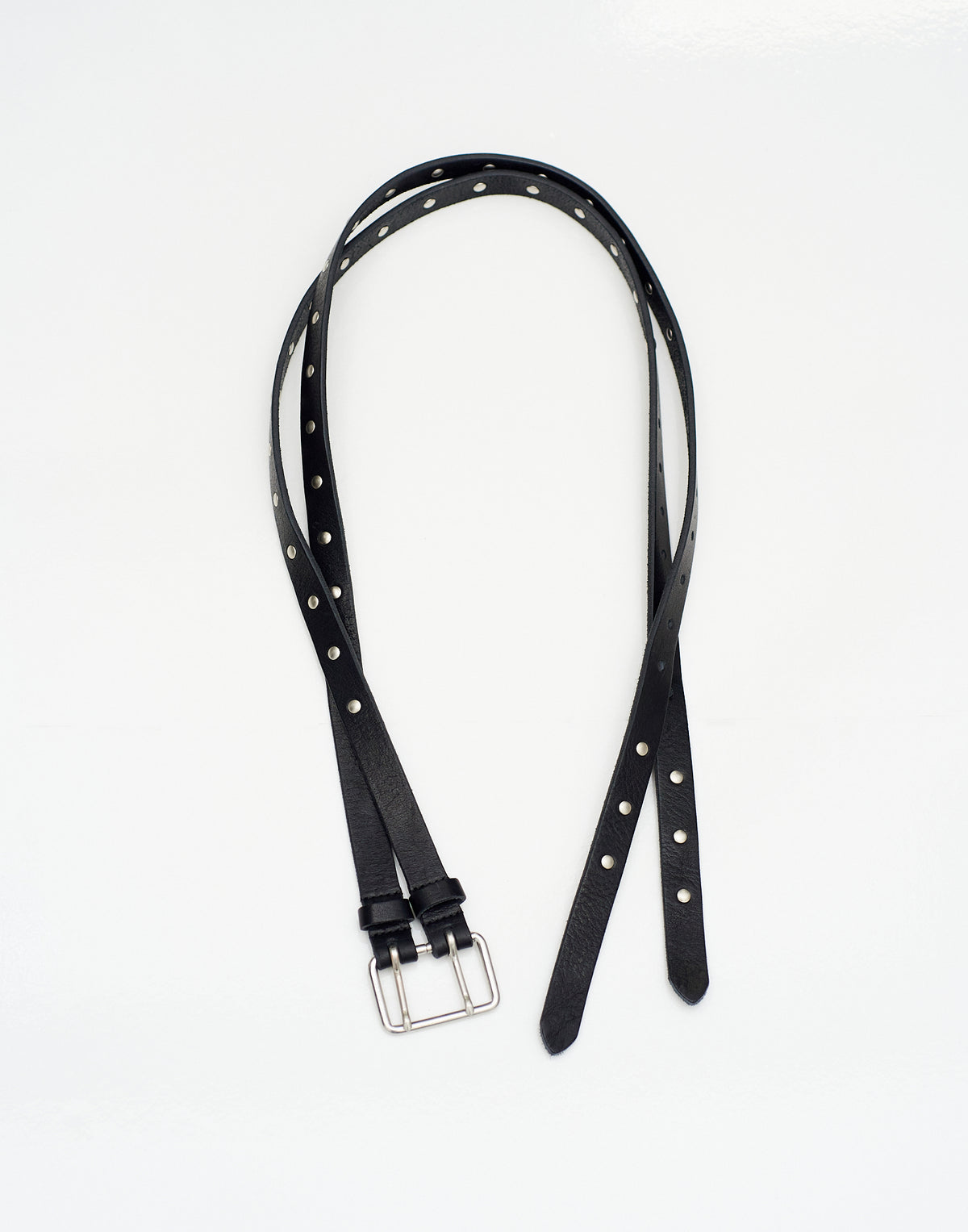 studded double pin split leather belt