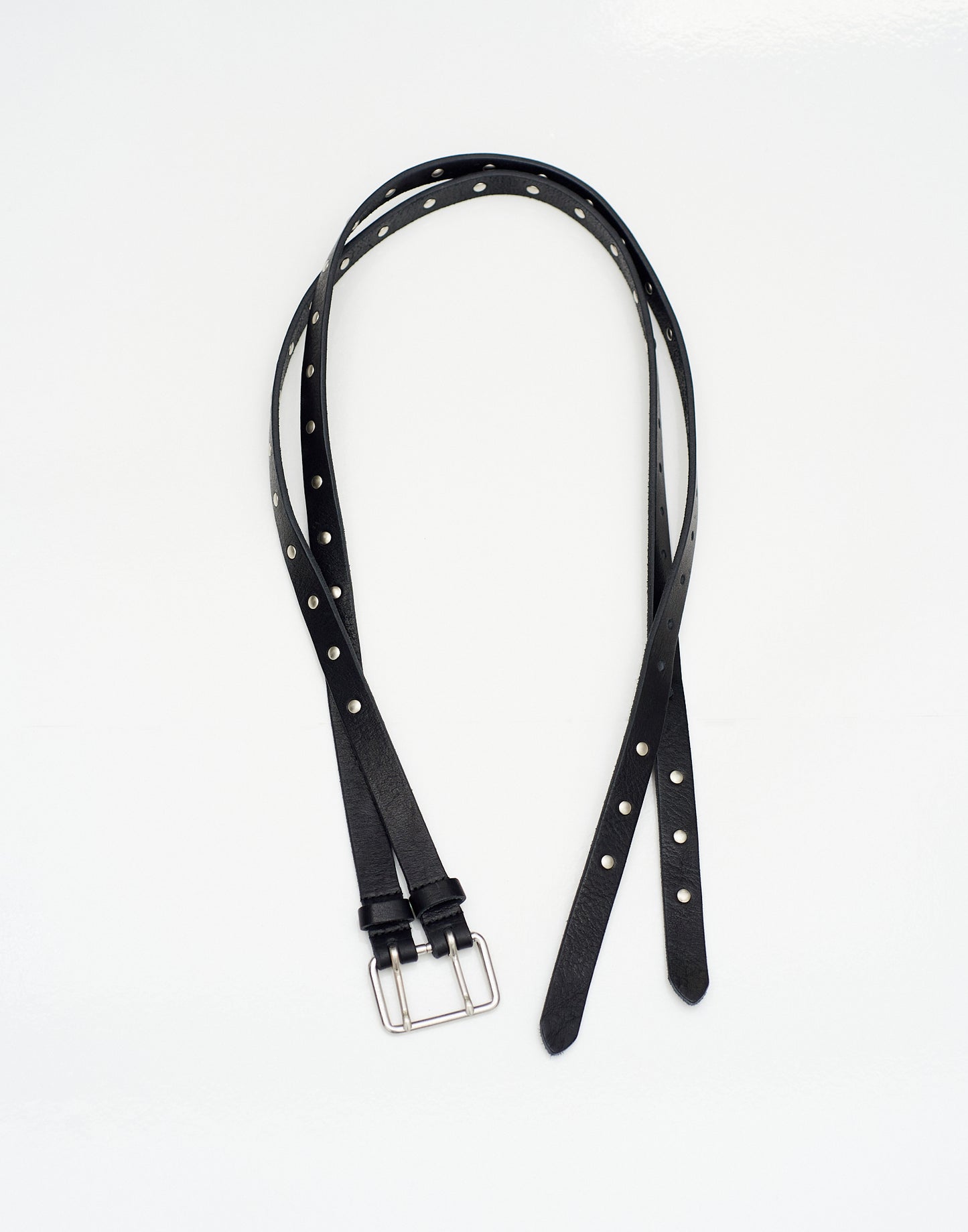 studded double pin split leather belt