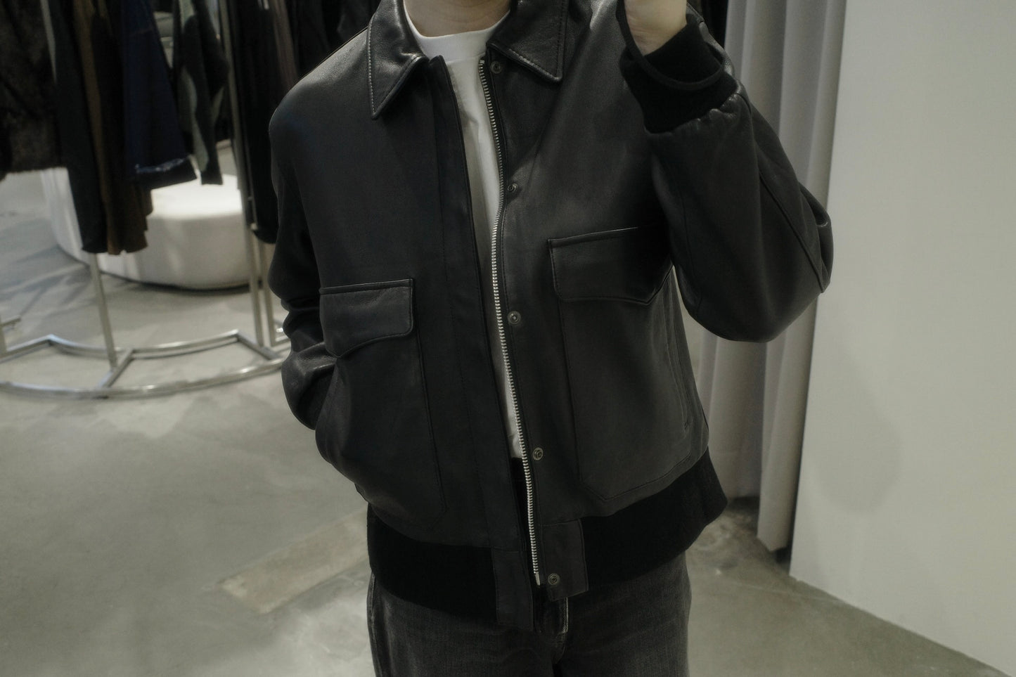 antique hair sheep leather light jacket