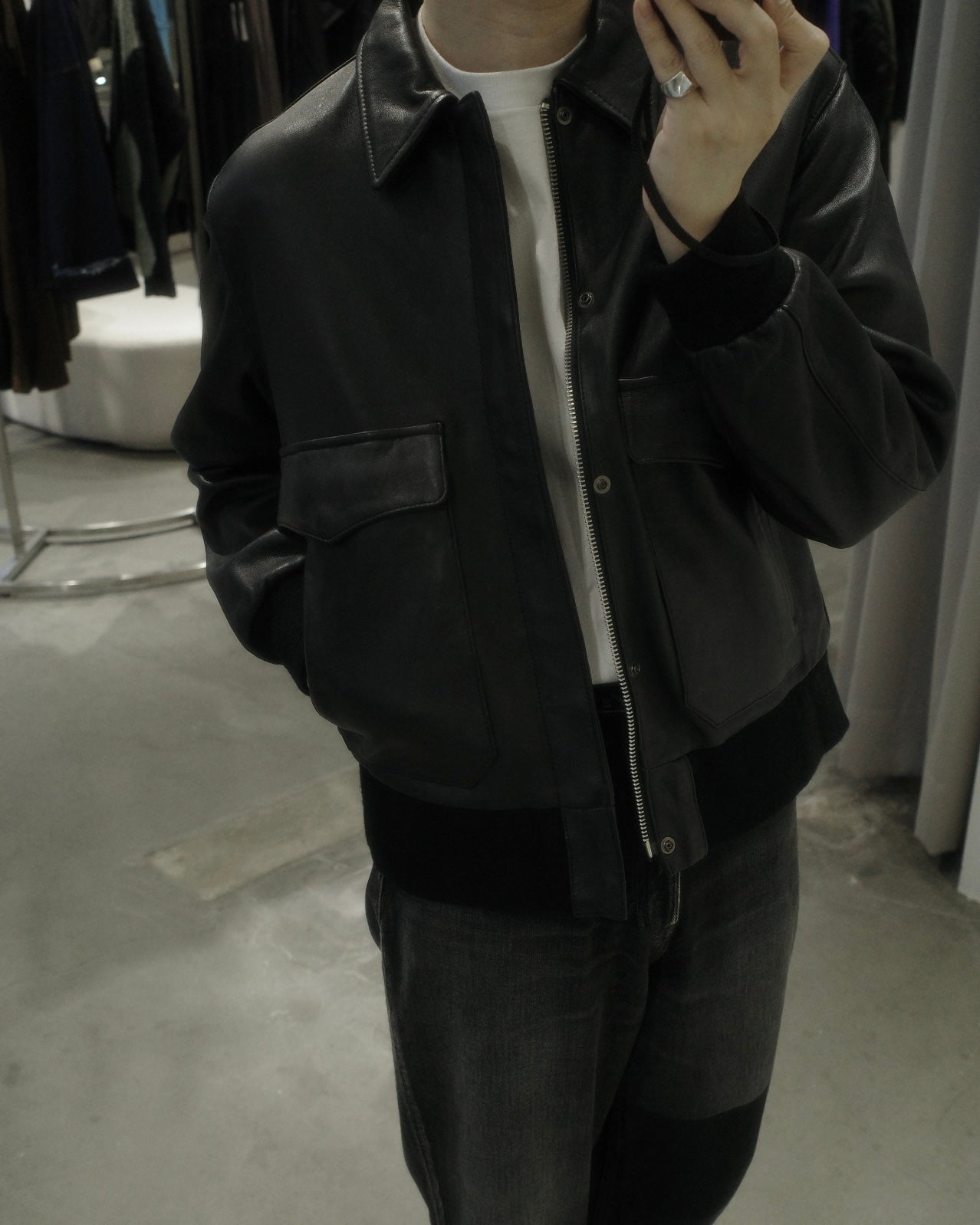 antique hair sheep leather light jacket