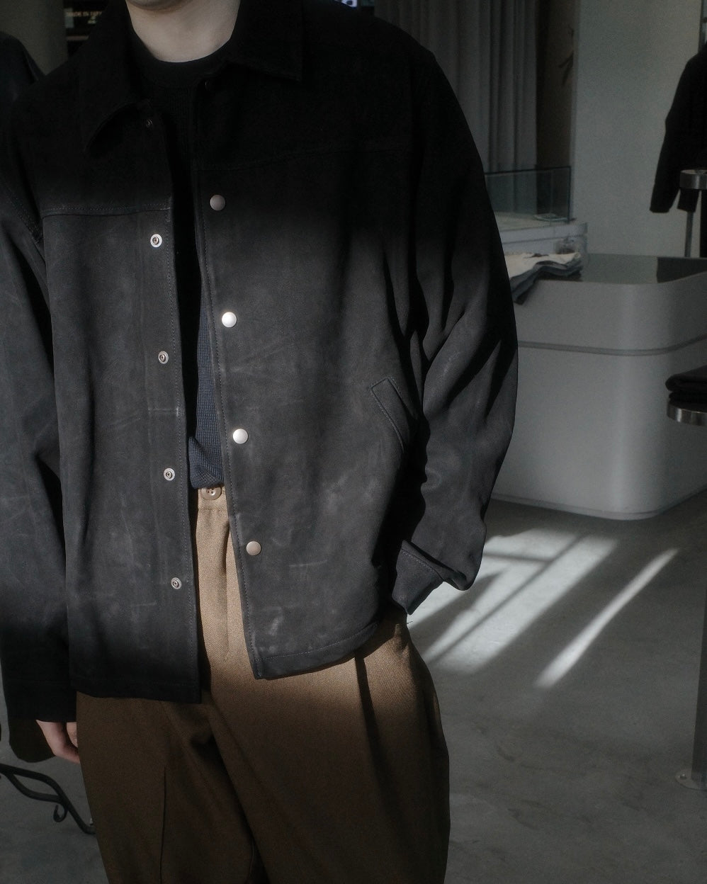 leather blouson jacket