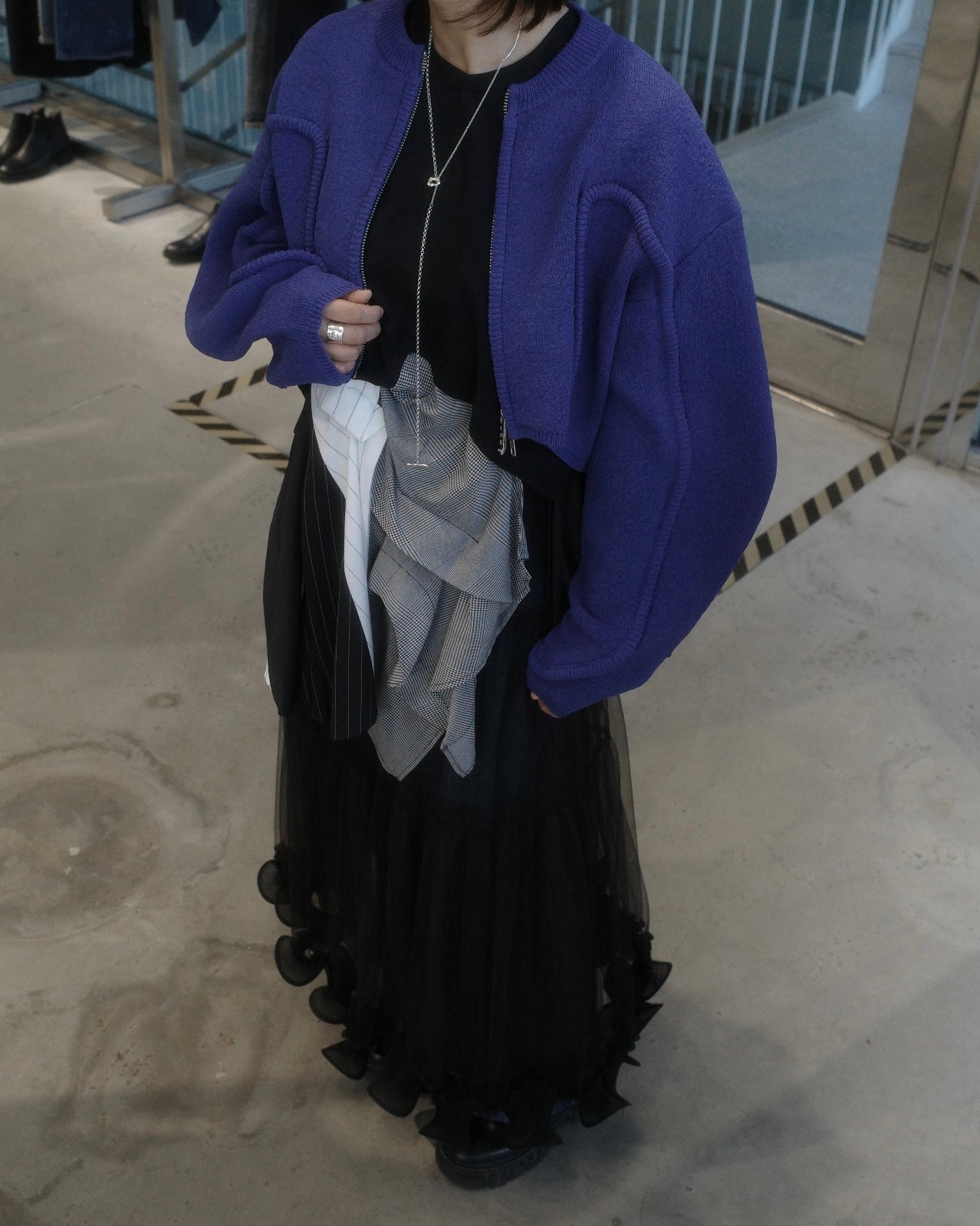 cord line short cardigan